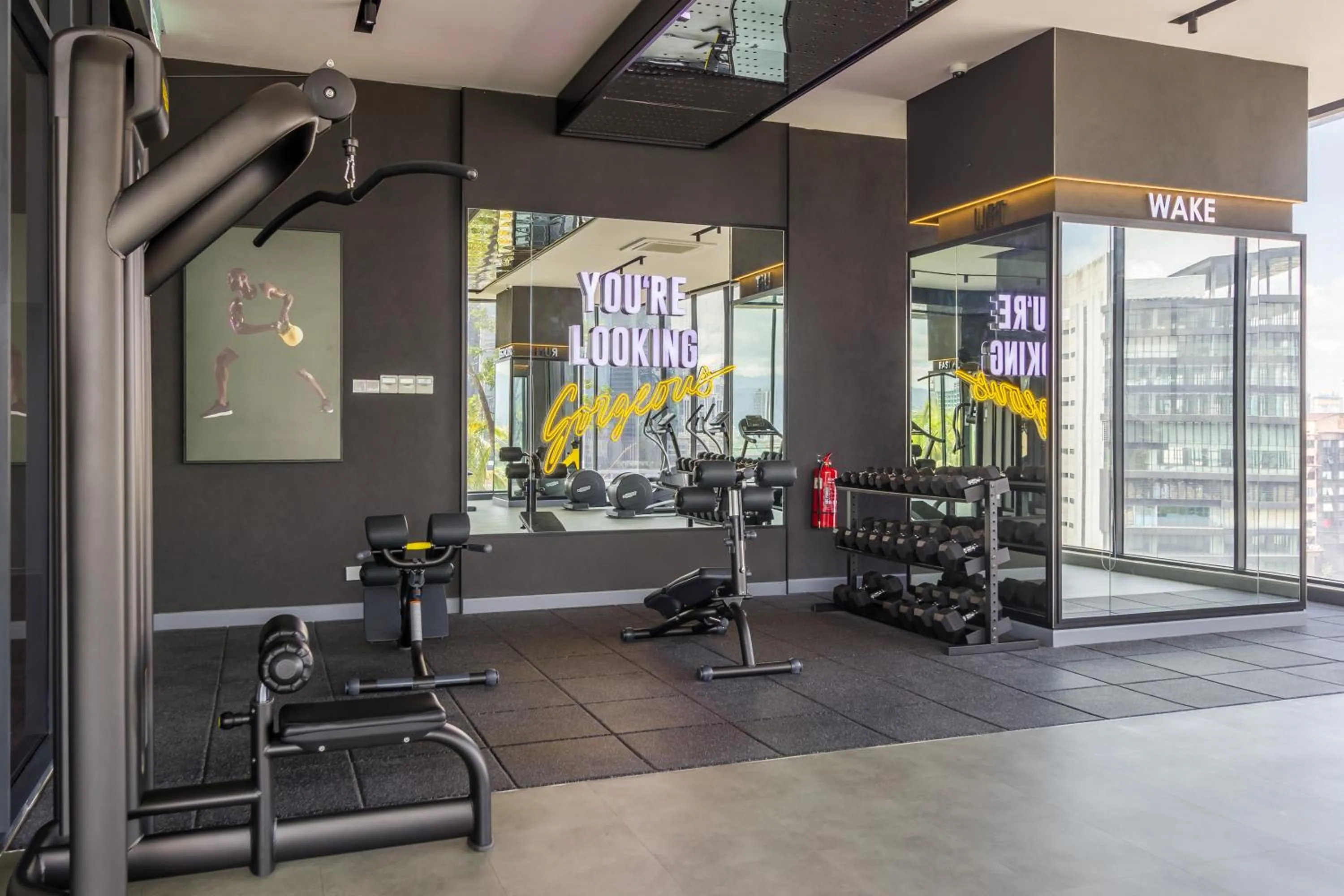 Fitness centre/facilities in Continew Residensi by Airhost