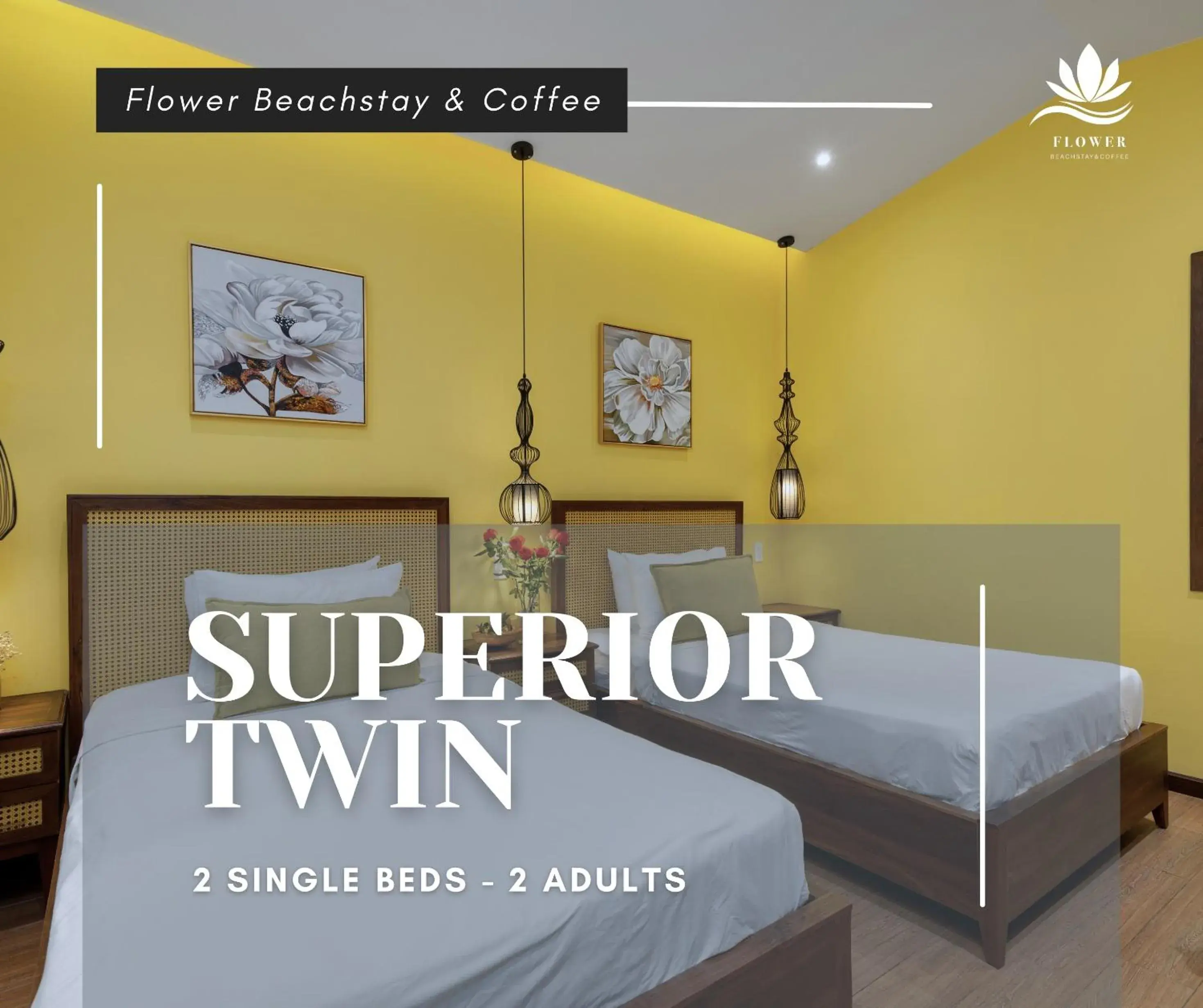 Twin Room with Shower in FLOWER BEACHSTAY & COFFEE Twin Room with Shower in FLOWER BEACHSTAY & COFFEE