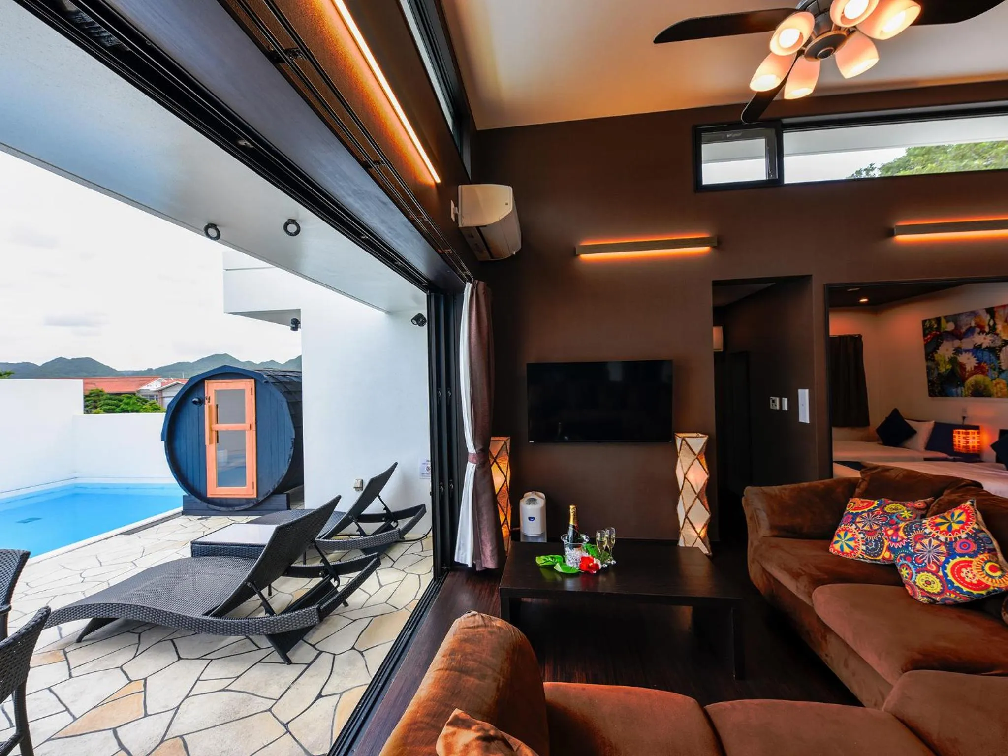 Living room in Private Pool Villa Motobu