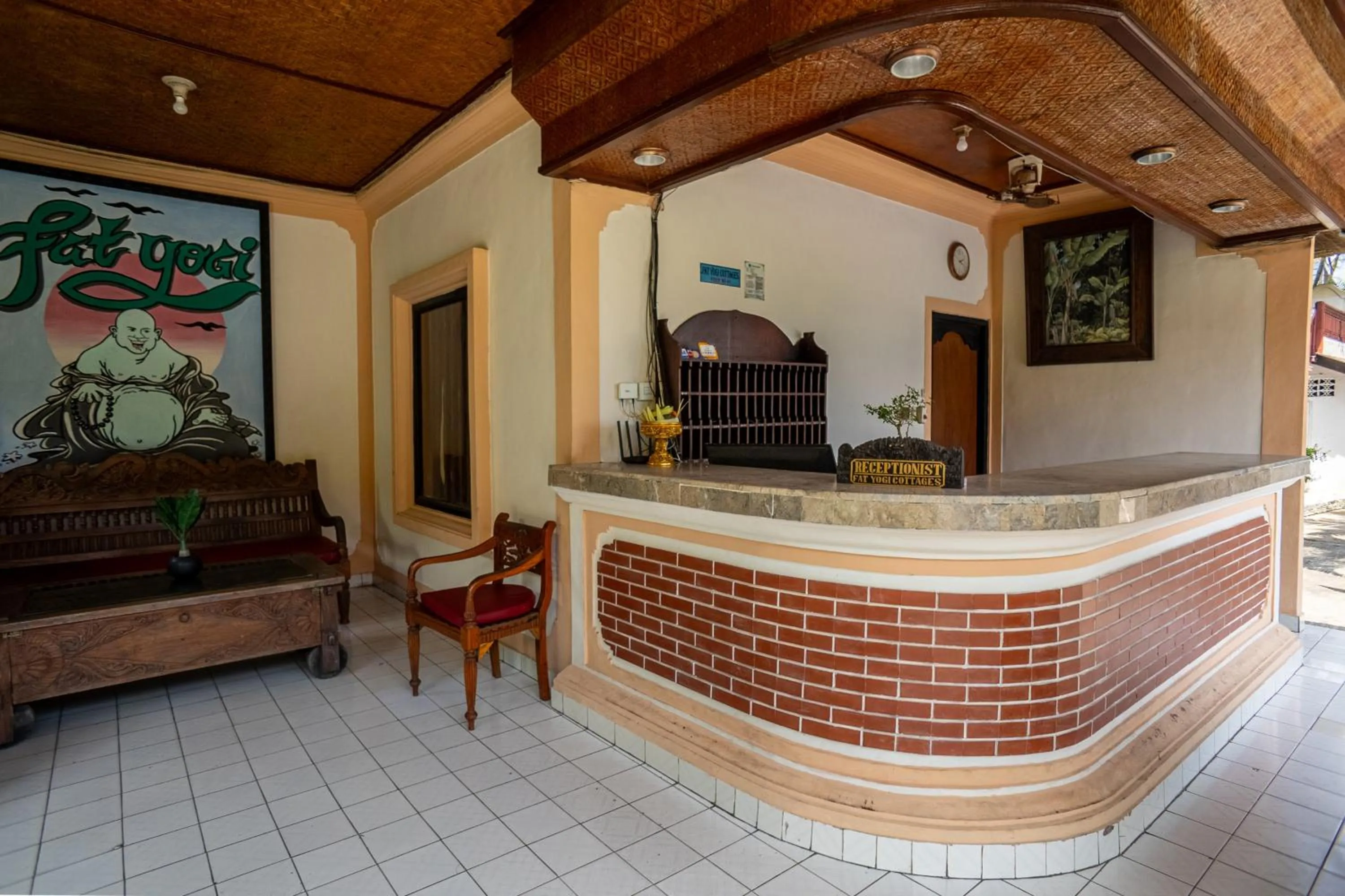Lobby or reception, Bed in Fat Yogi Cottages
