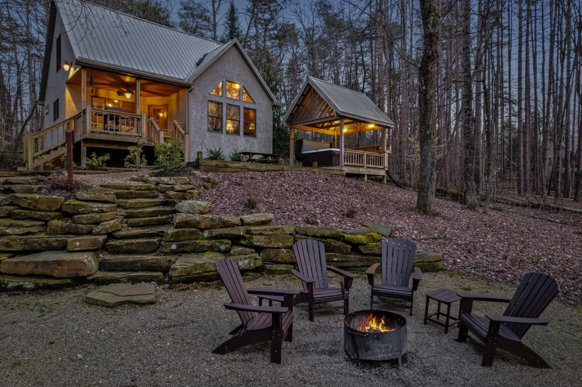 Hot Tub in Cherry Ridge Retreat Luxury Cabins