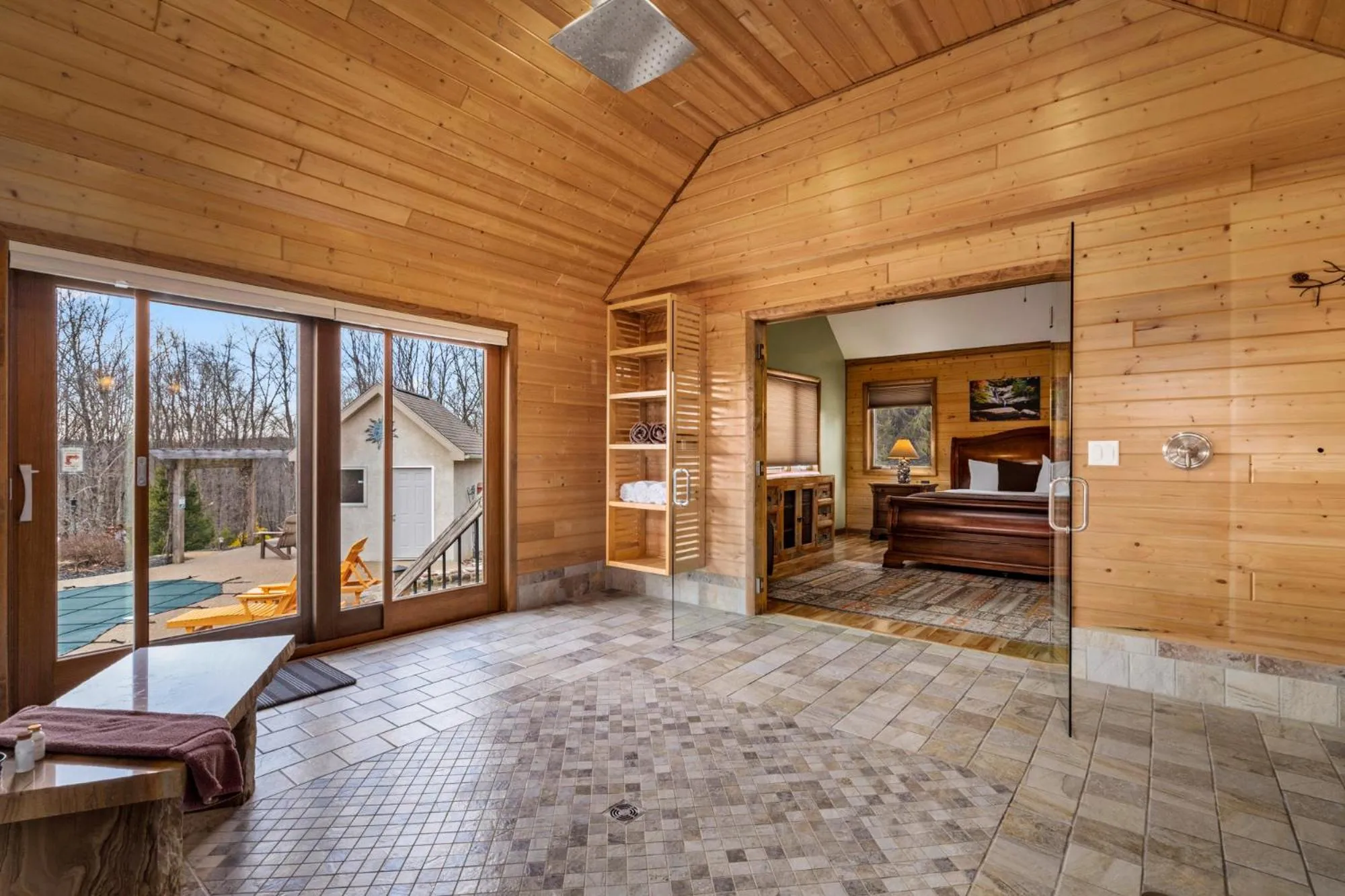 Shower, Bed in Cherry Ridge Retreat Luxury Cabins