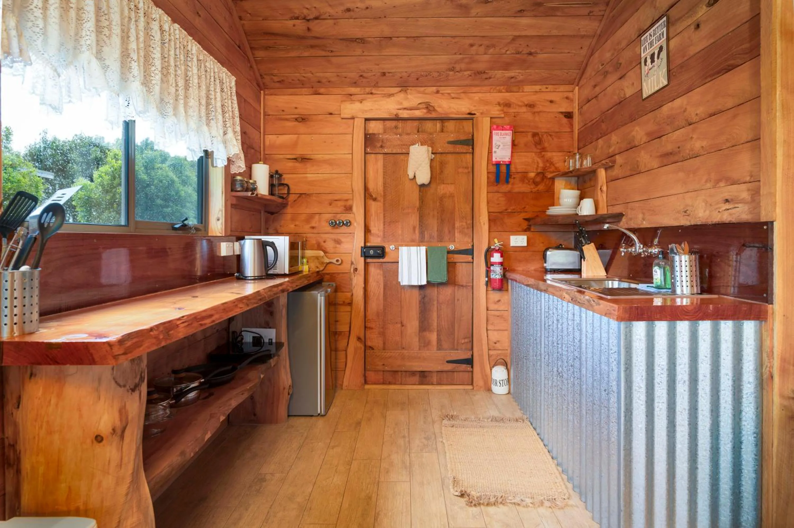 kitchen in Rustic Hut Bush Retreat