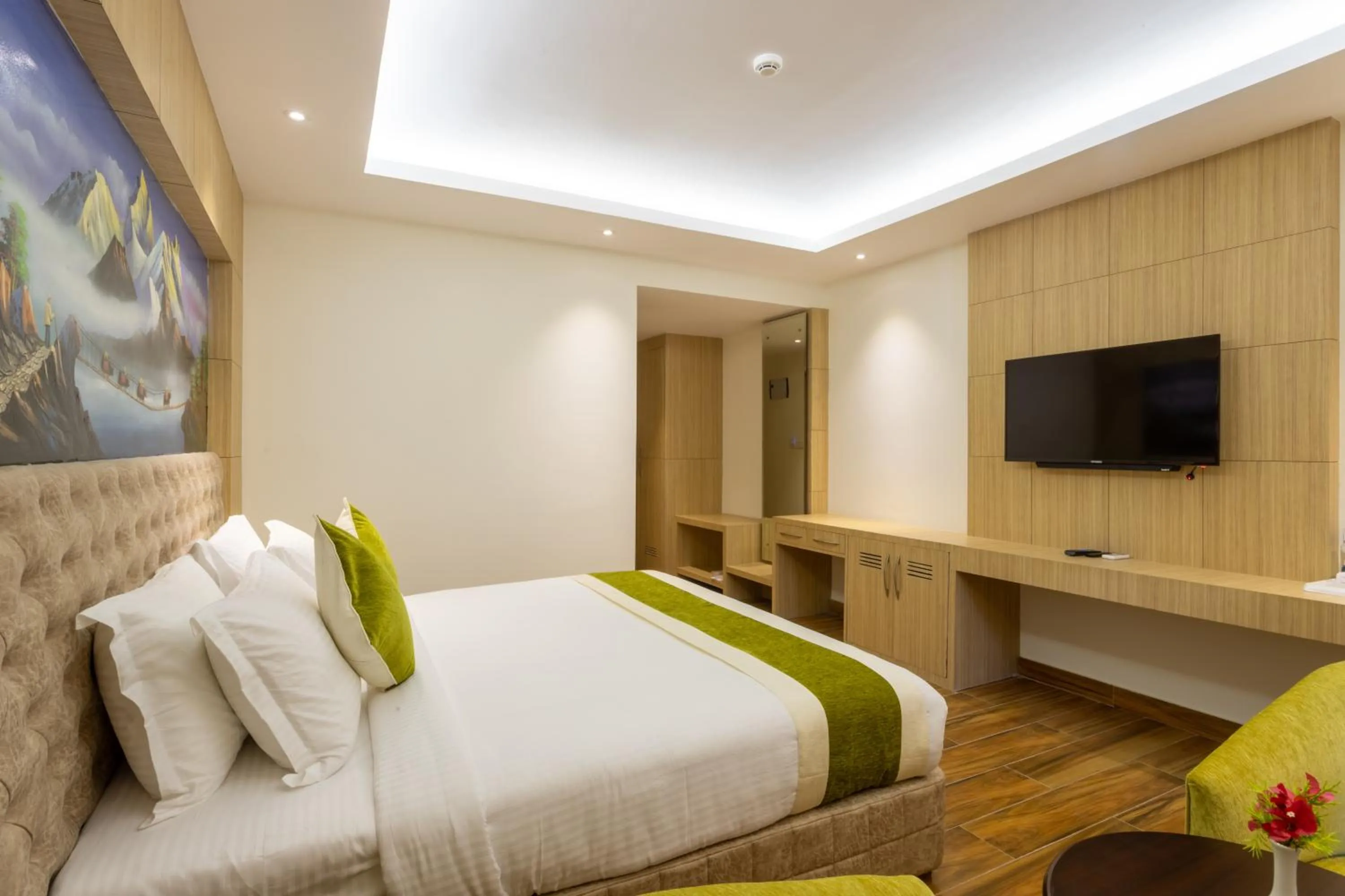 Bed in Bhotekoshi Heli Resort