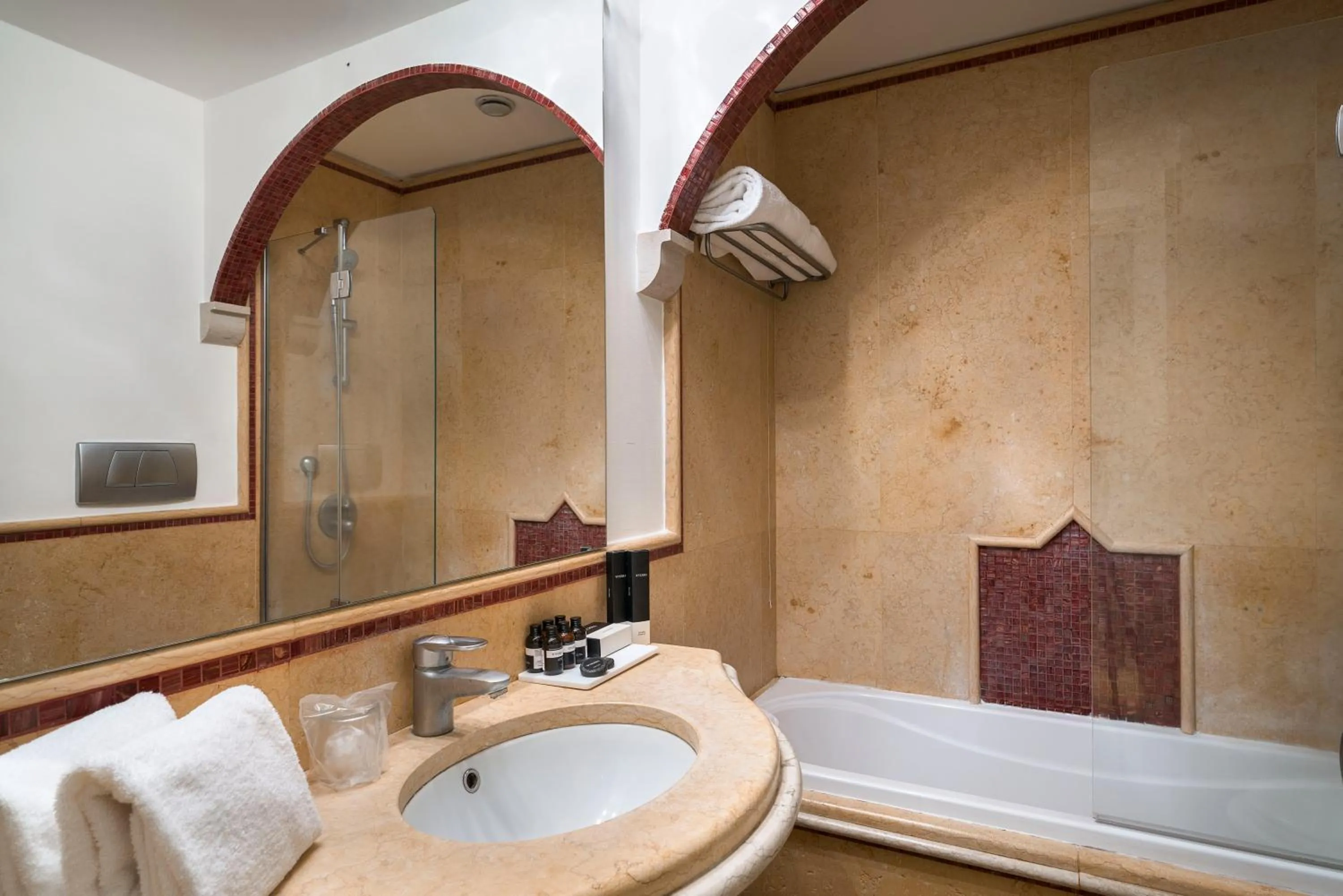 Bathroom, Bed in Romano Palace Luxury Hotel