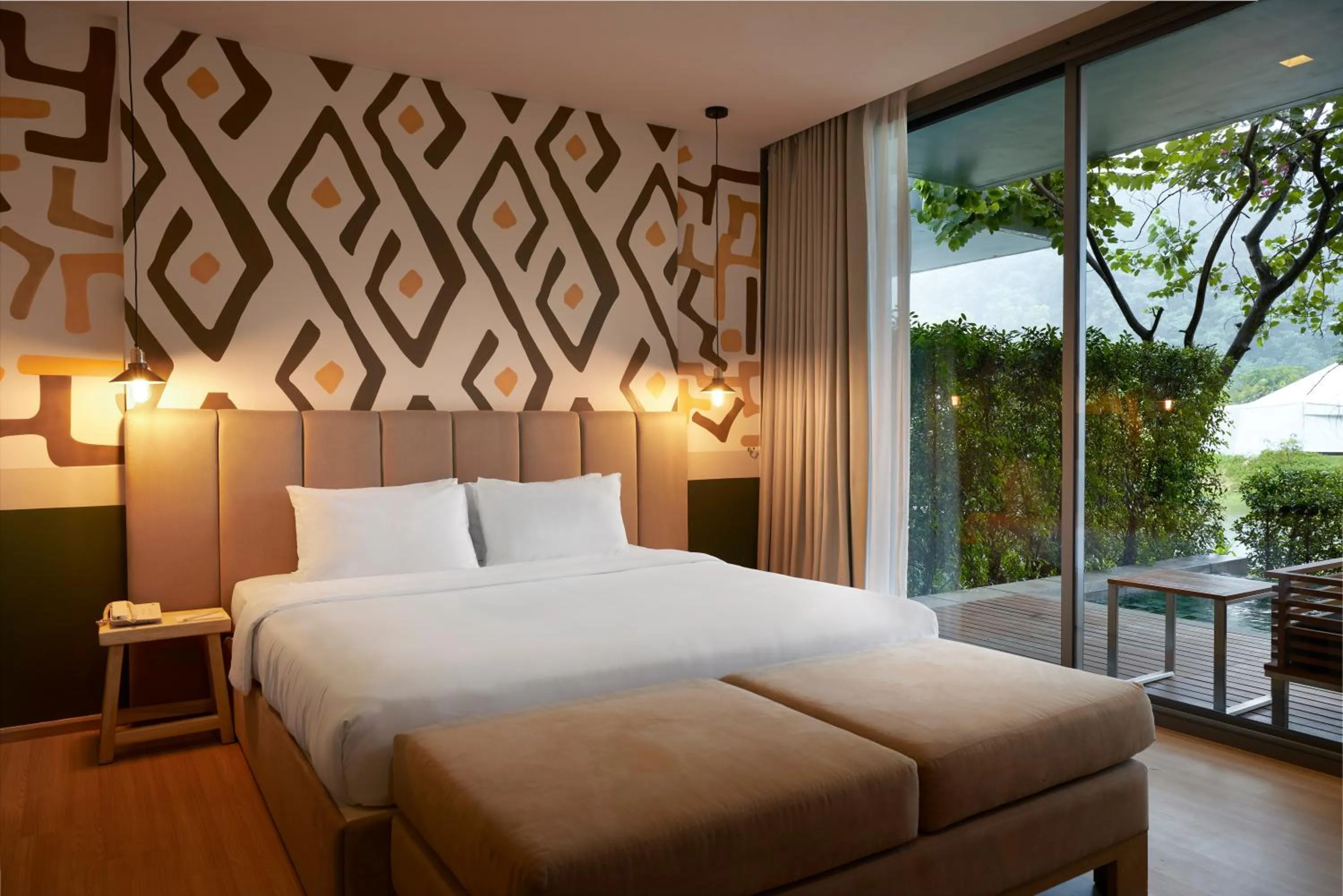 View (from property/room), Bed in The Peri Hotel Khao Yai