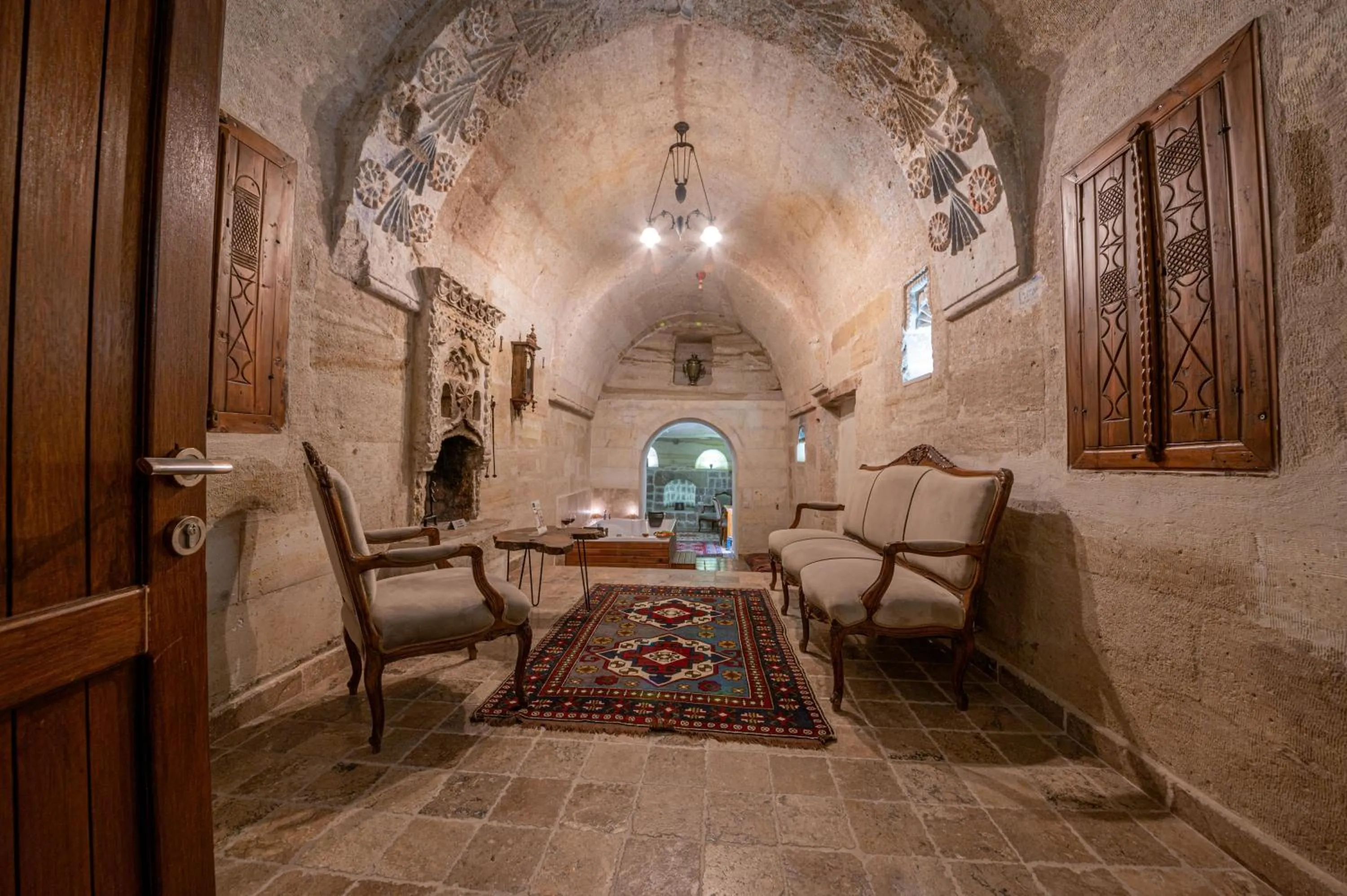 Seating area in Kapalos Cave Hotel