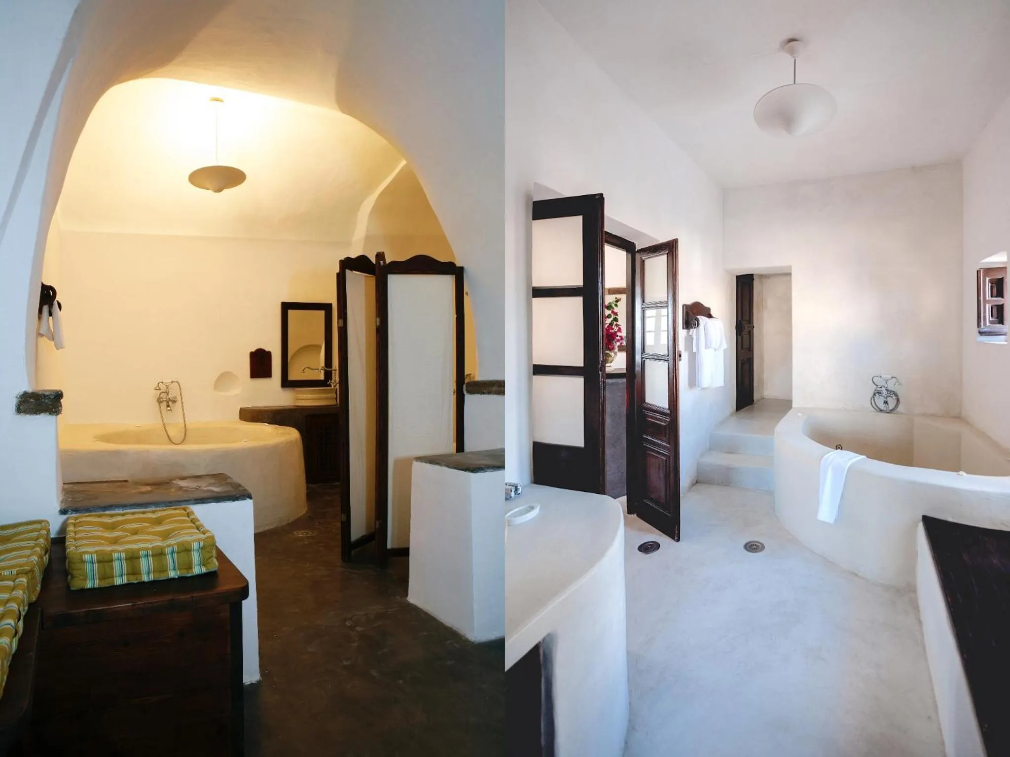 Bathroom, Bed in Santorini Heritage Villas