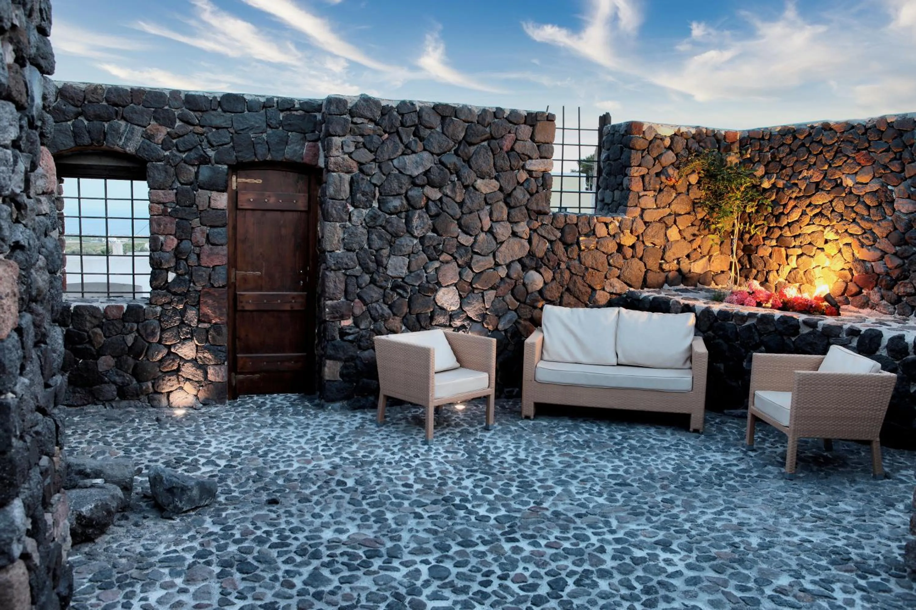 Inner courtyard view in Santorini Heritage Villas