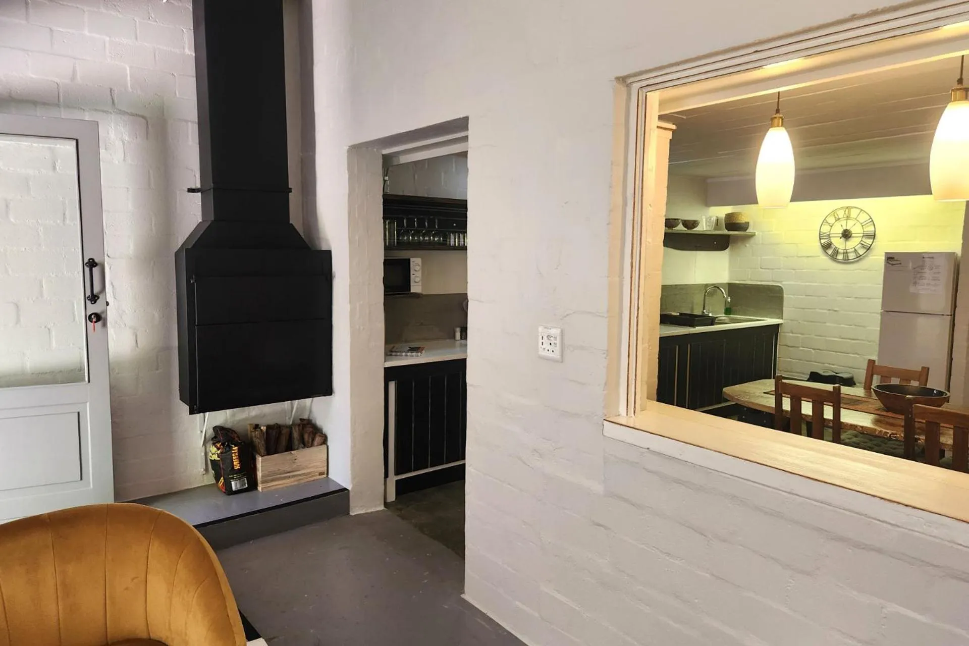 fireplace in Hornbill House Self Catering Accommodation