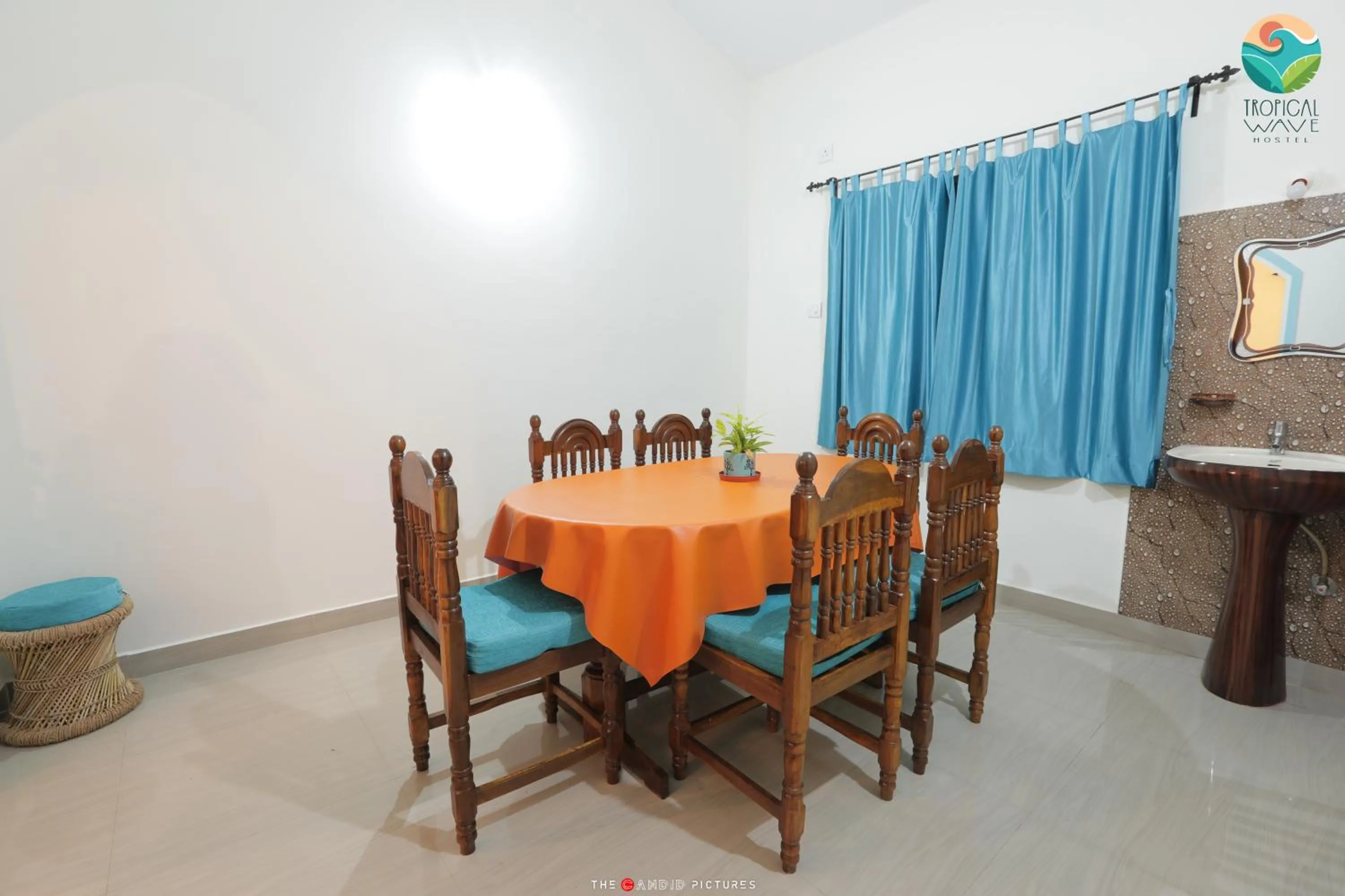 Dining area in Tropical Wave Hostel Morjim Goa