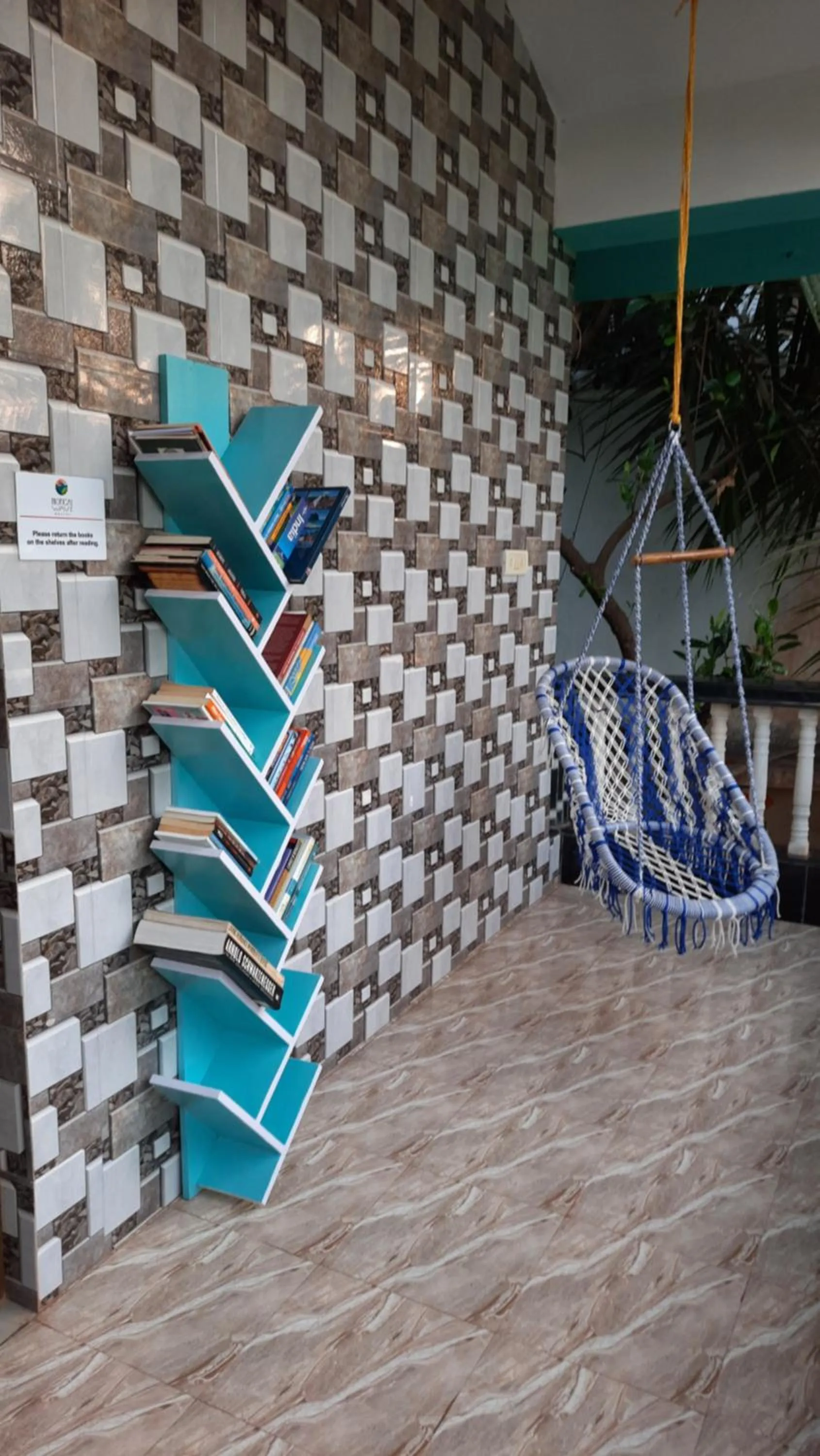 Library in Tropical Wave Hostel Morjim Goa