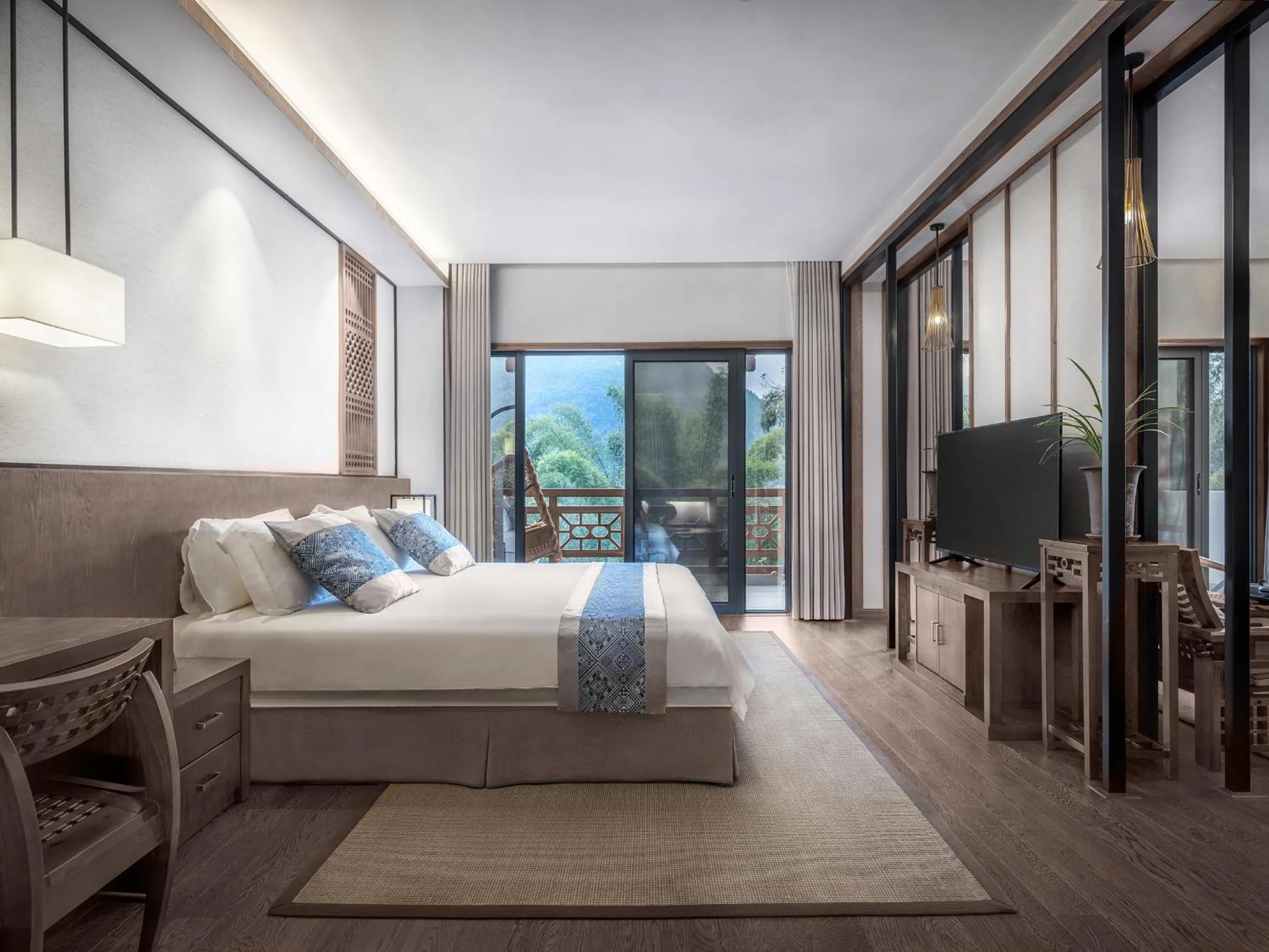 Photo of the whole room, Bed in Yangshuo Xingping Shanshuiyao Resort - Free Train Station Pick Up -Stay 3 days promotion