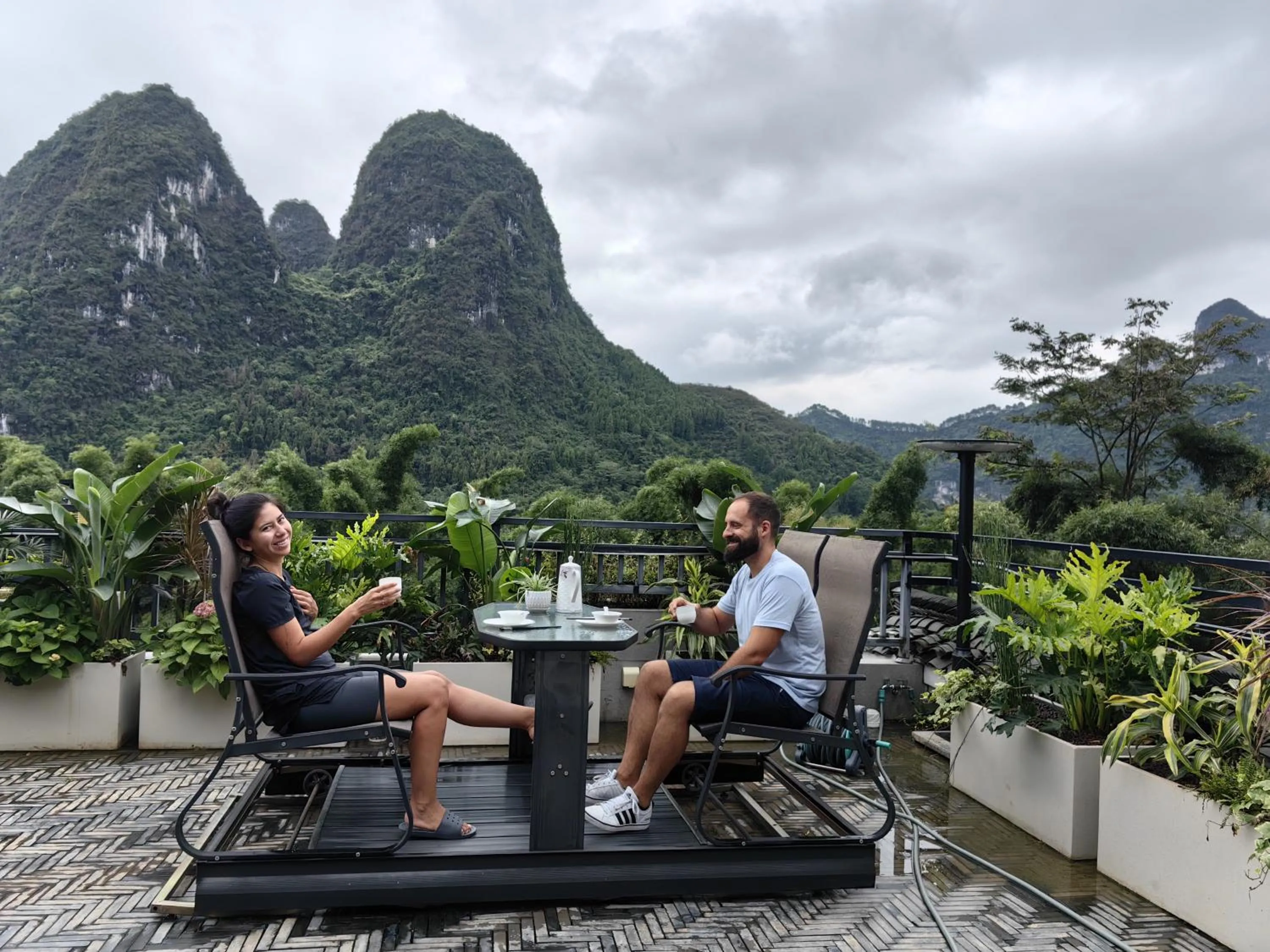 Balcony/Terrace in Yangshuo Xingping Shanshuiyao Resort - Free Train Station Pick Up -Stay 3 days promotion