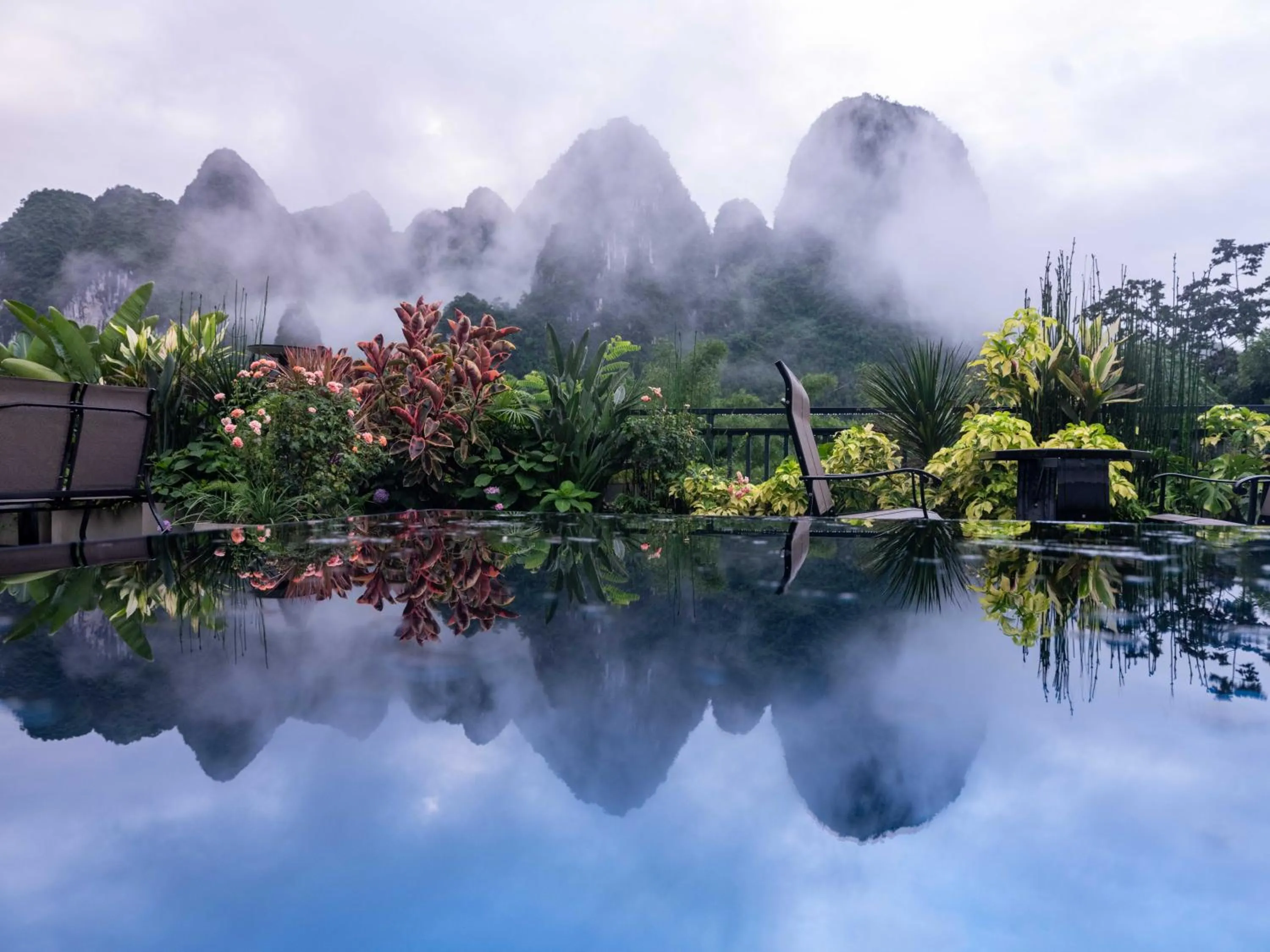 Balcony/Terrace in Yangshuo Mountain River Ballad Hotel - Free Yangshuo Train Station Pick Up and Drop Off