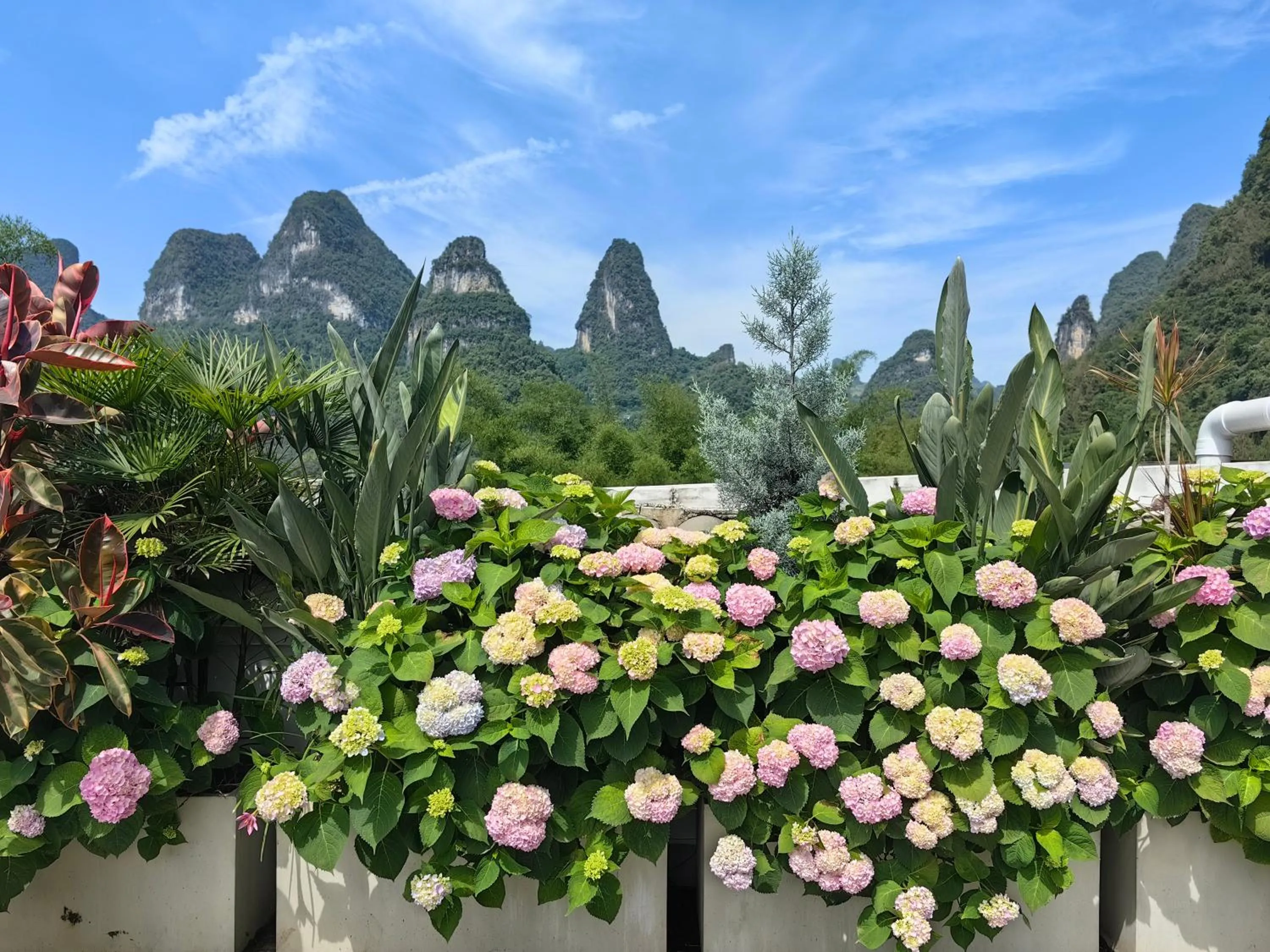 Balcony/Terrace in Yangshuo Mountain River Ballad Hotel - Free Yangshuo Train Station Pick Up and Drop Off