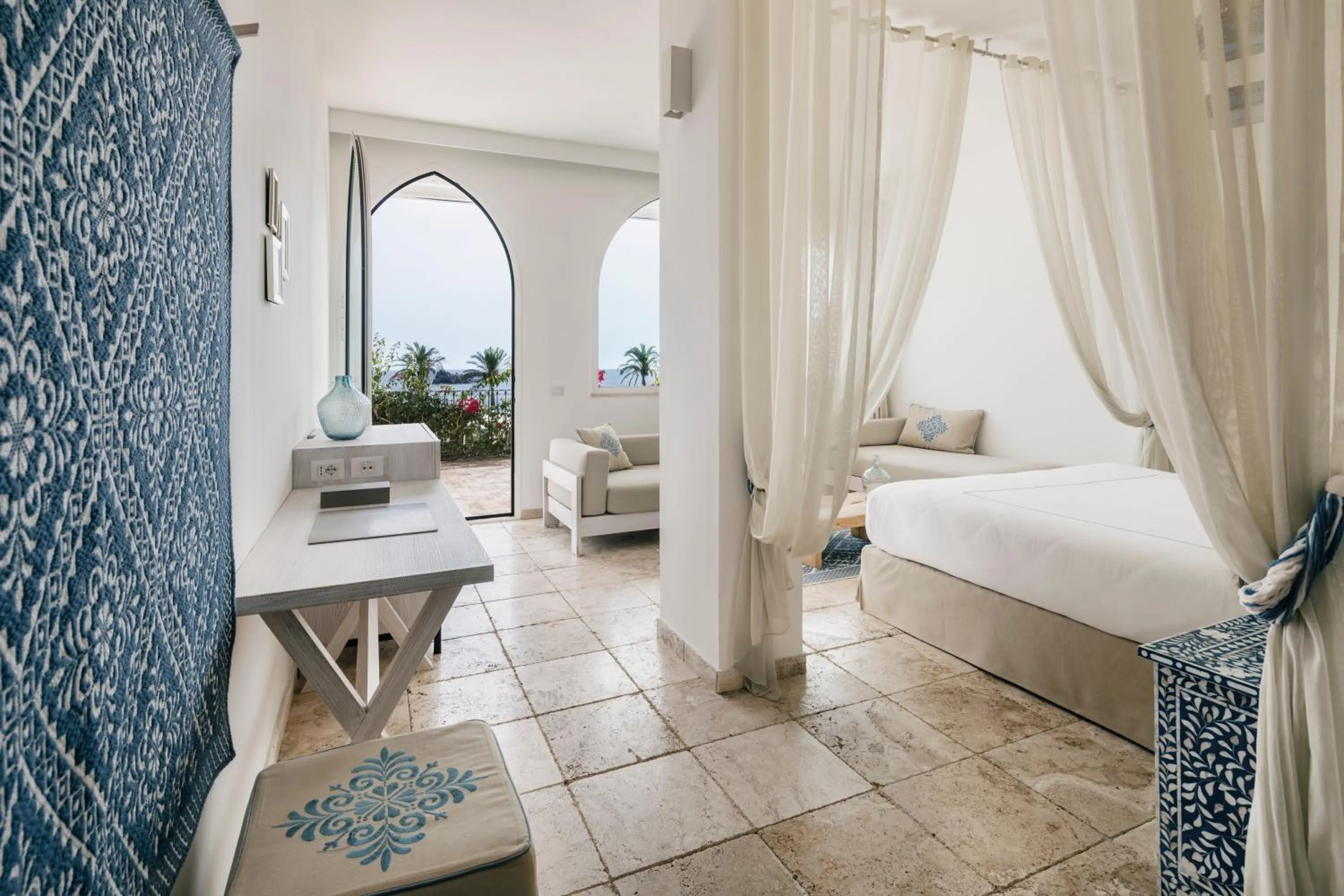 View (from property/room), Bed in Falkensteiner Resort Capo Boi