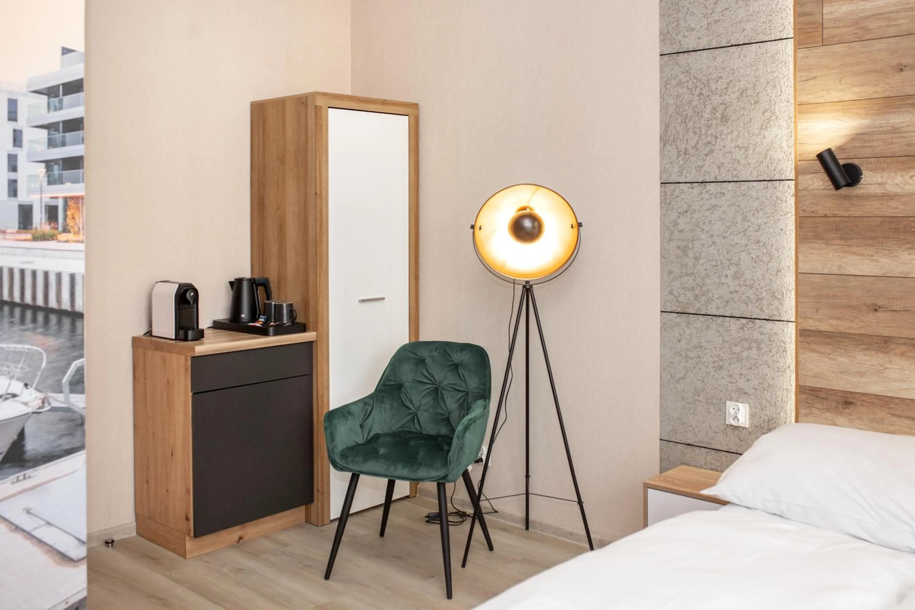 Coffee/tea facilities, Bed in Kamienica Morska Gdynia