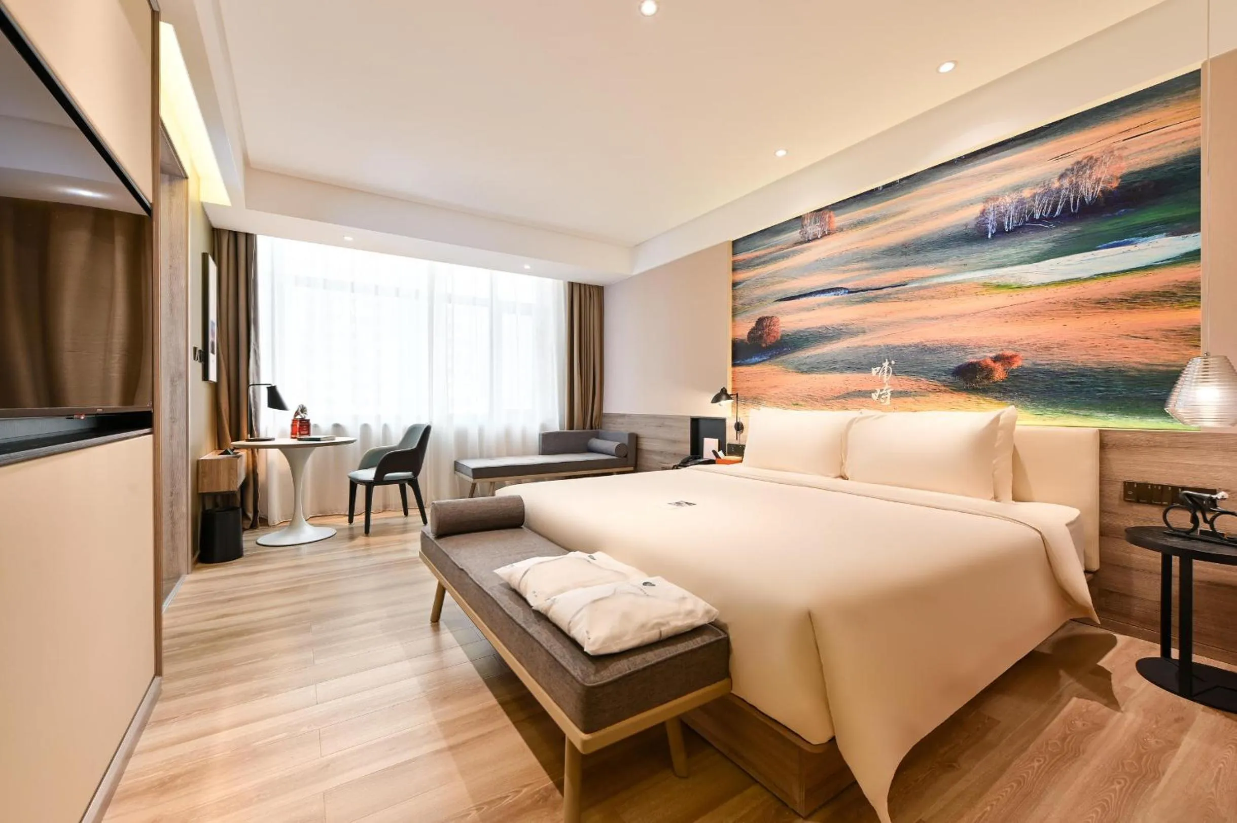 Bed in Atour Hotel Dalian Zhuanghe