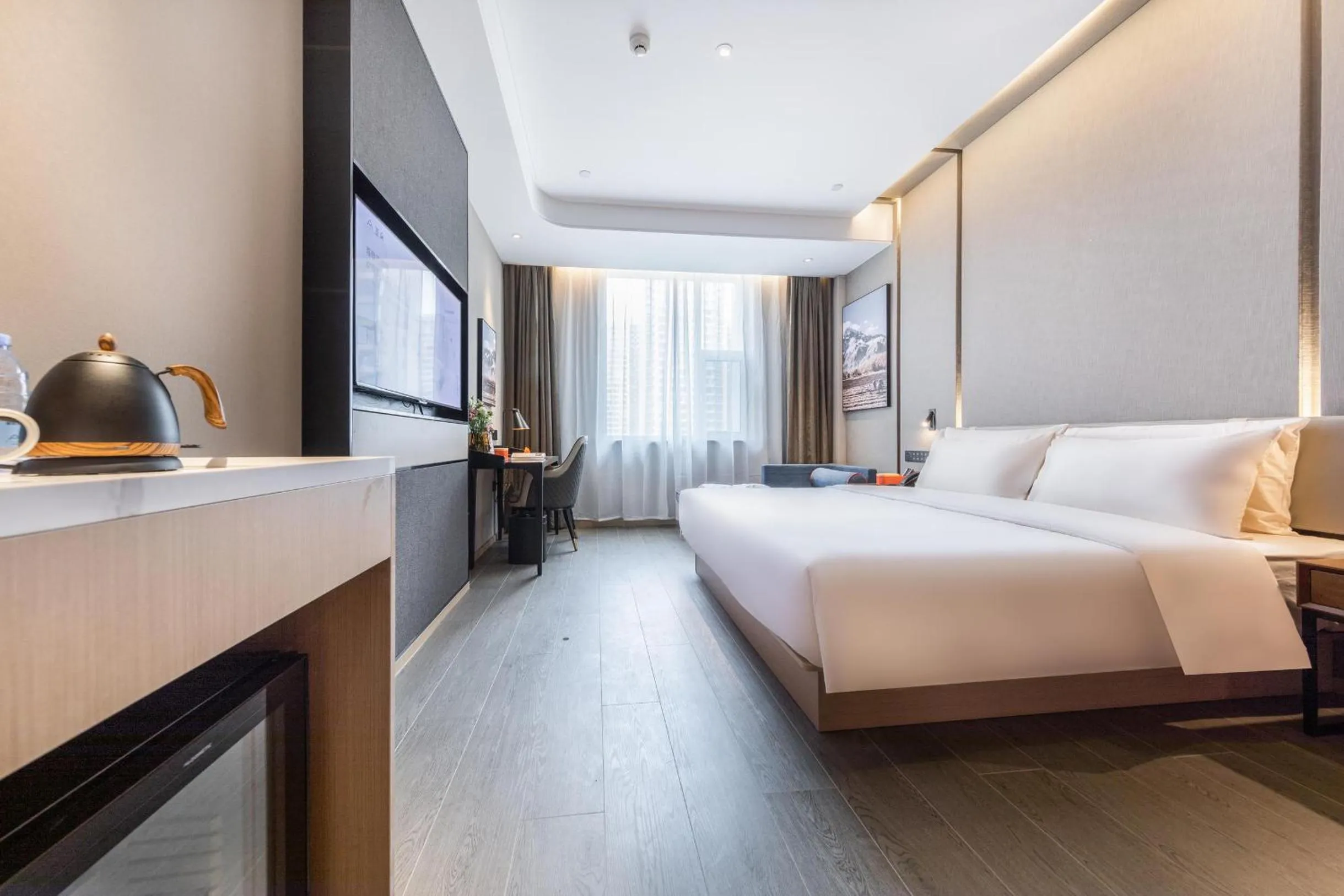 Bed in Atour Hotel Taiyuan Changfeng Business Center Wanxiang City