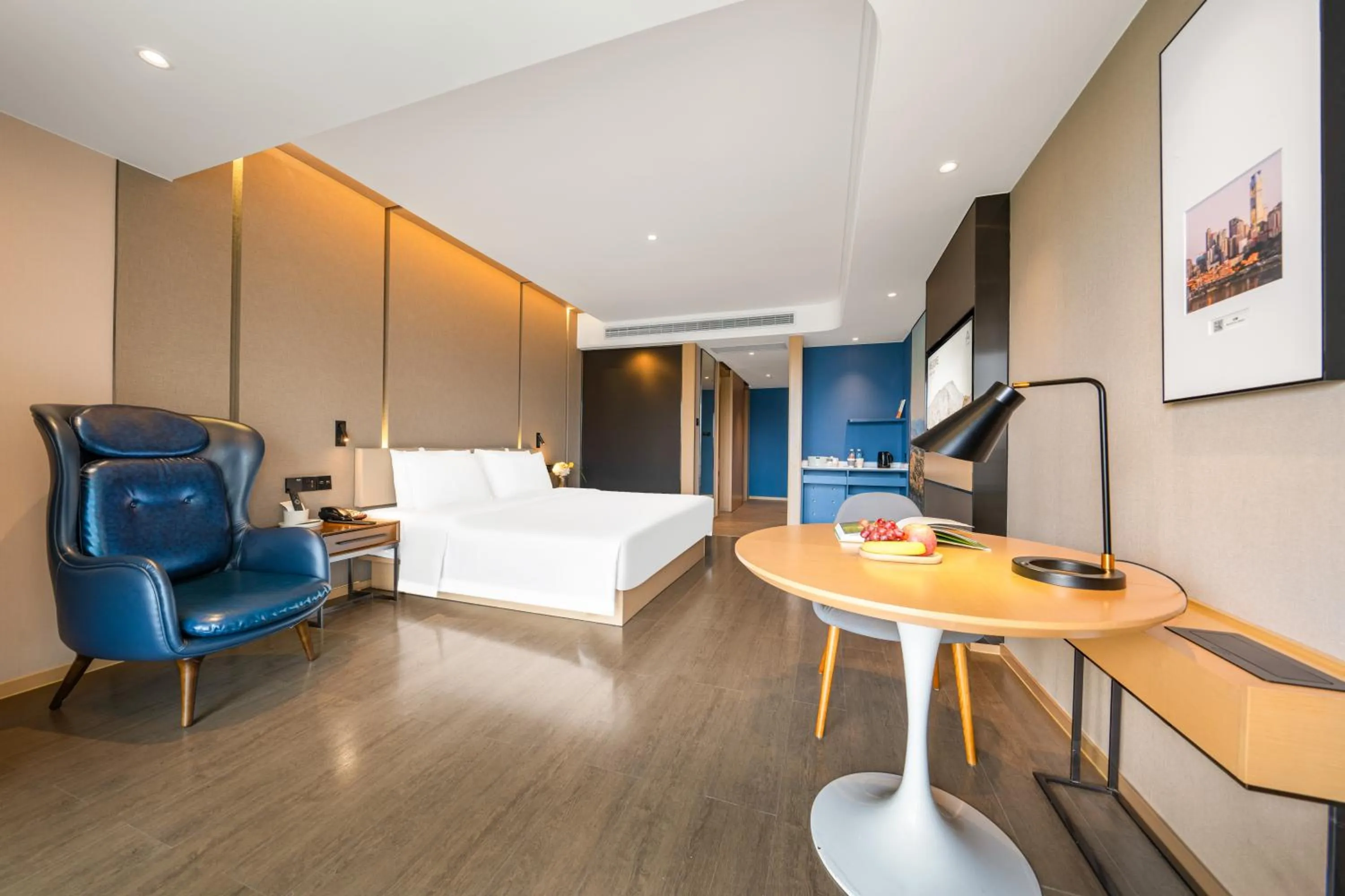 Bed in Atour Hotel Chongqing Yongchuan High-Speed Xinglong Lake