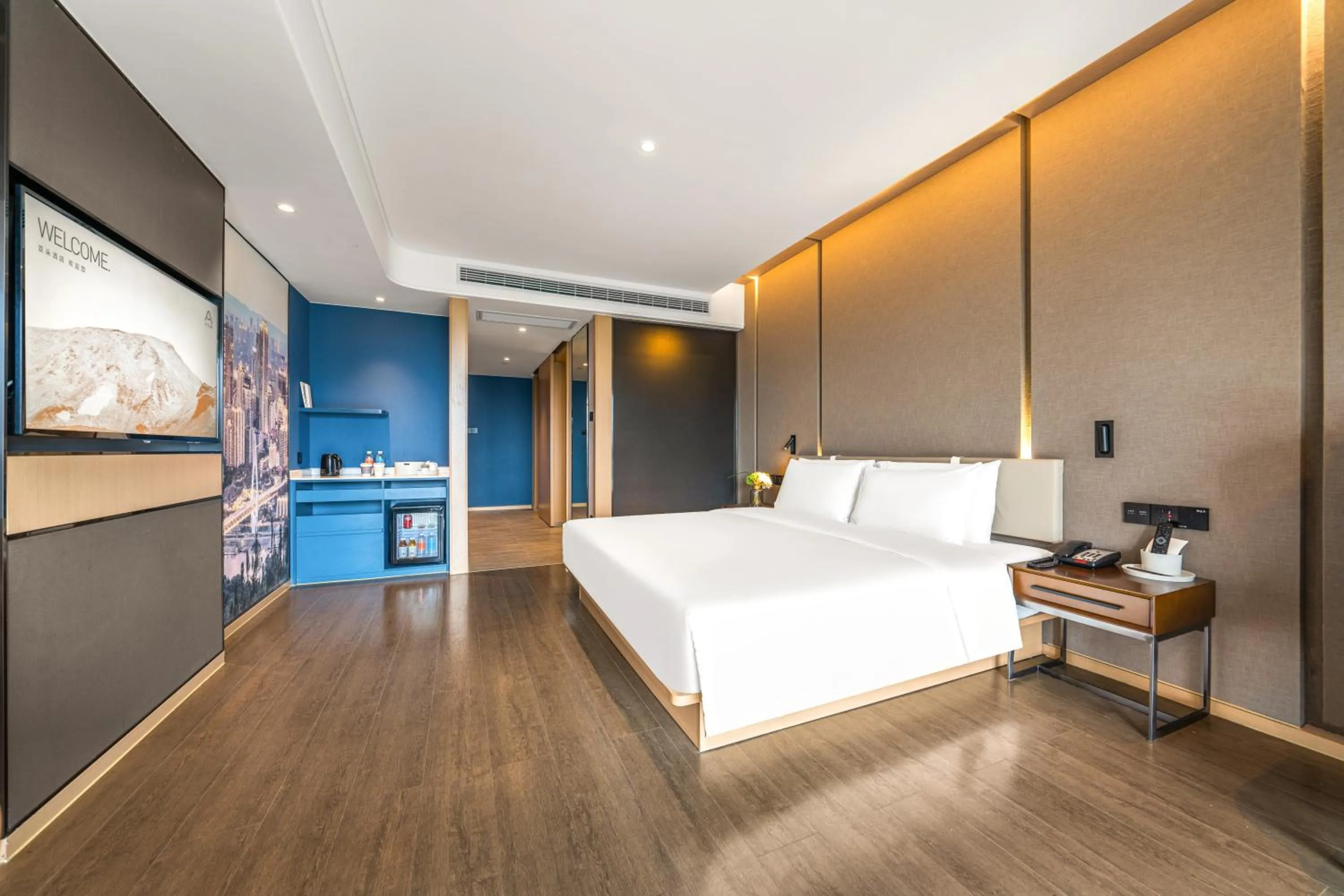 Bed in Atour Hotel Chongqing Yongchuan High-Speed Xinglong Lake