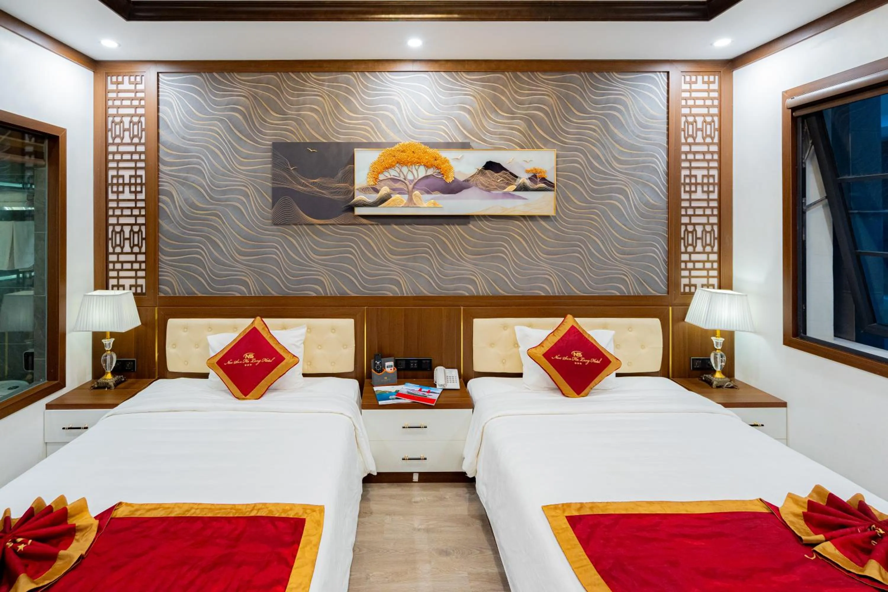 View (from property/room), Bed in Sunland Halong Hotel and Restaurant