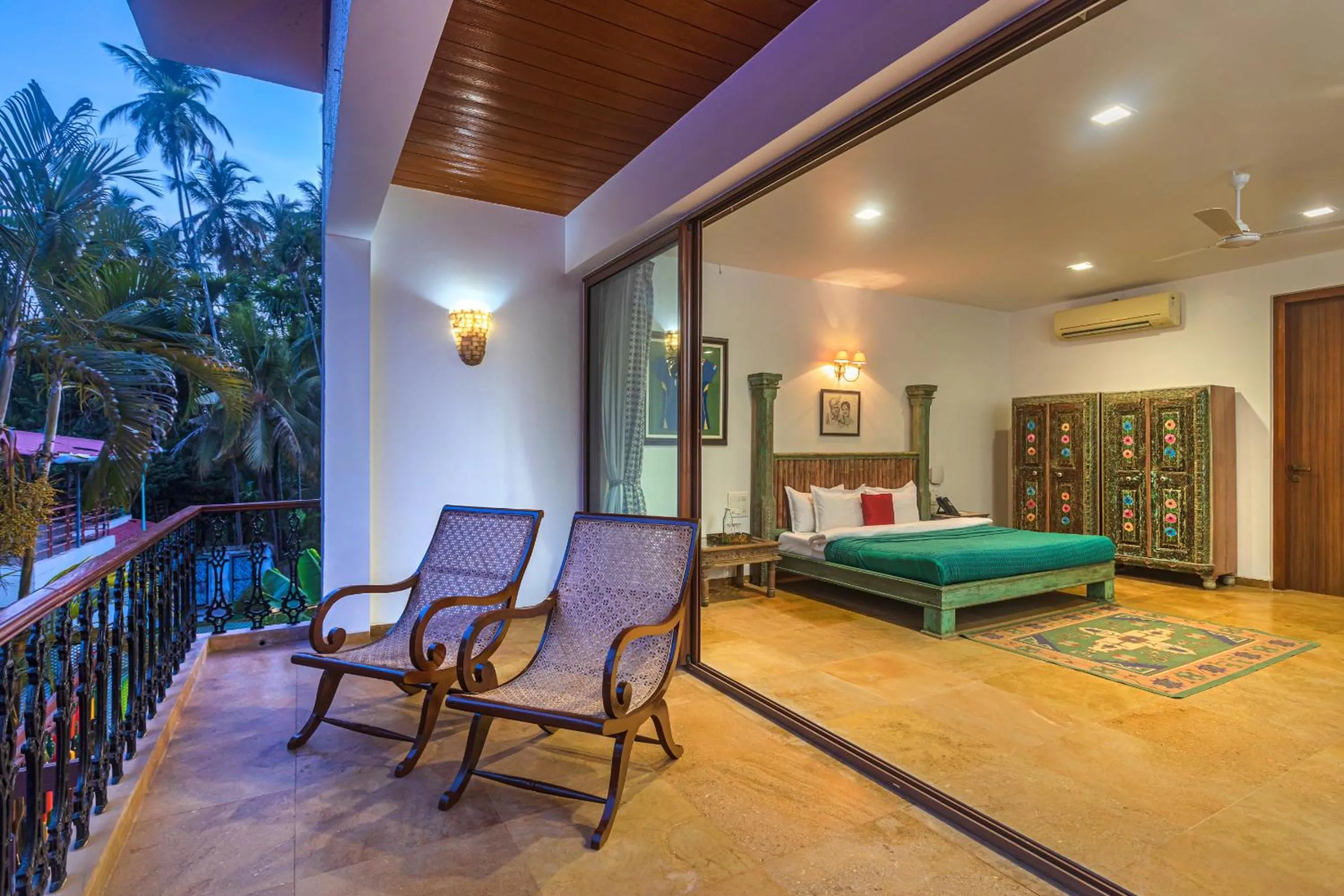 Bed in SaffronStays Casa Del Palms - 8BR luxury pool villa with gazebo, pickleball, bar & lawns near Nagaon Beach