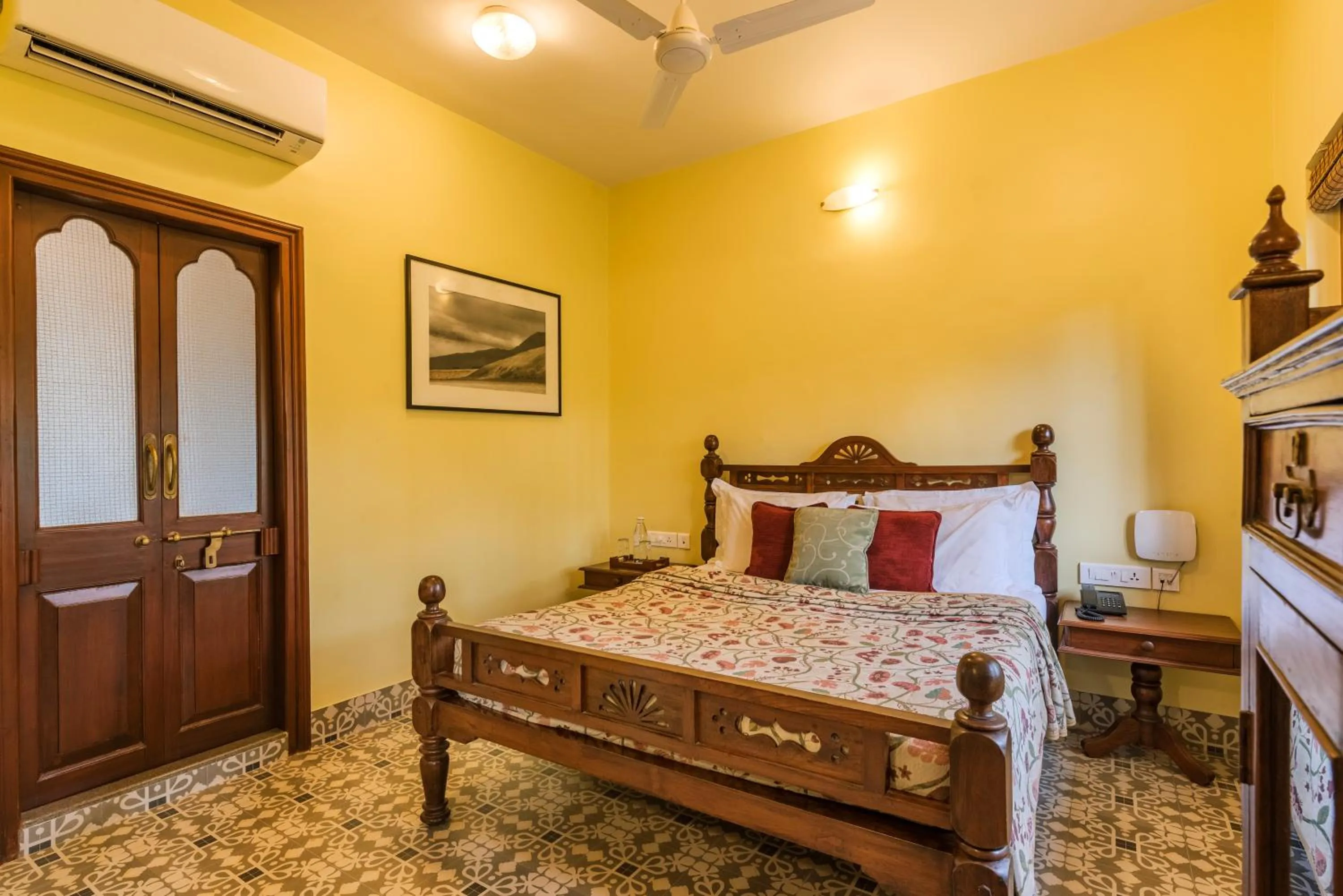Bed in SaffronStays Casa Del Palms - 8BR luxury pool villa with gazebo, pickleball, bar & lawns near Nagaon Beach