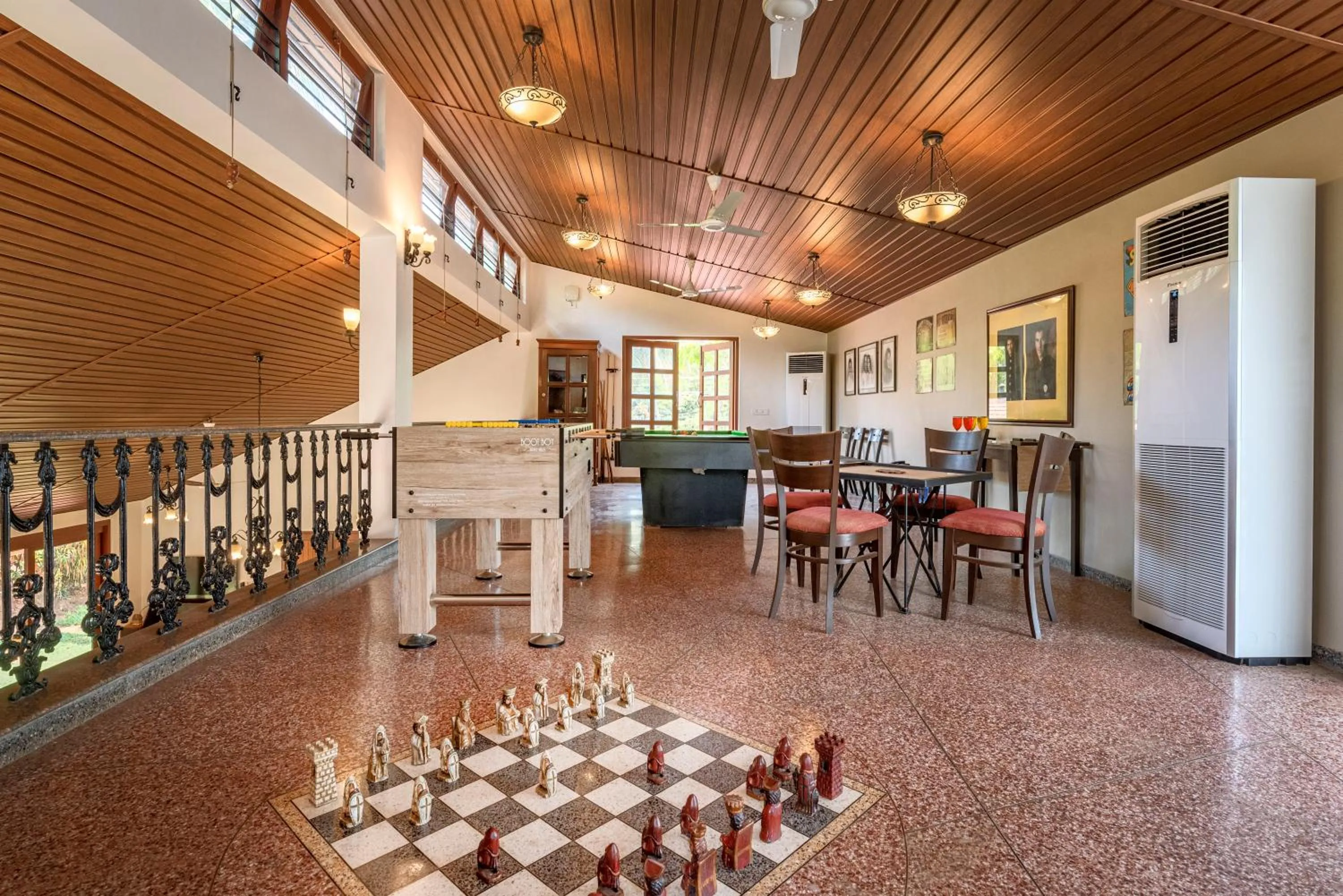 Game Room in SaffronStays Casa Del Palms - 8BR luxury pool villa with gazebo, pickleball, bar & lawns near Nagaon Beach