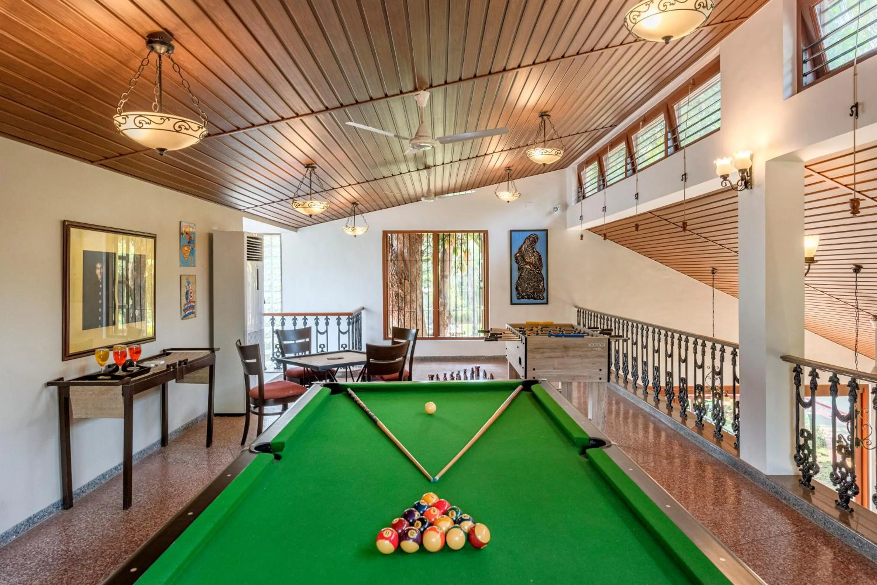 Billiard in SaffronStays Casa Del Palms - 8BR luxury pool villa with gazebo, pickleball, bar & lawns near Nagaon Beach