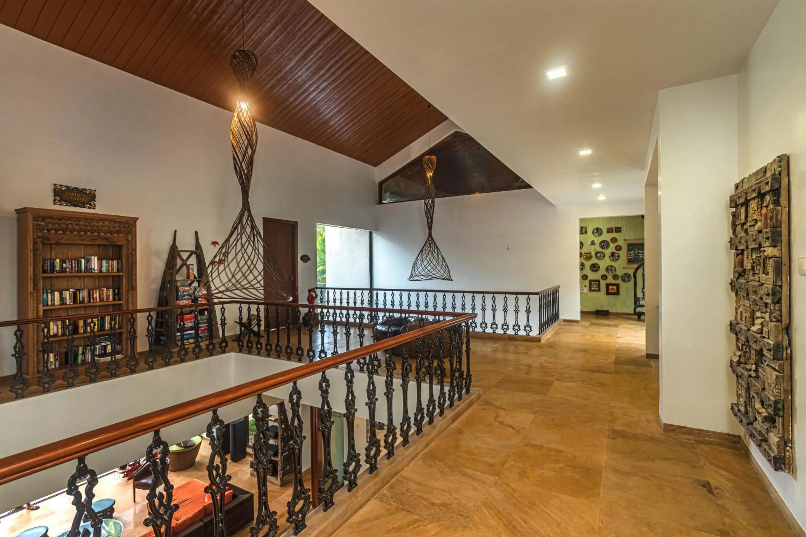 Library in SaffronStays Casa Del Palms - 8BR luxury pool villa with gazebo, pickleball, bar & lawns near Nagaon Beach