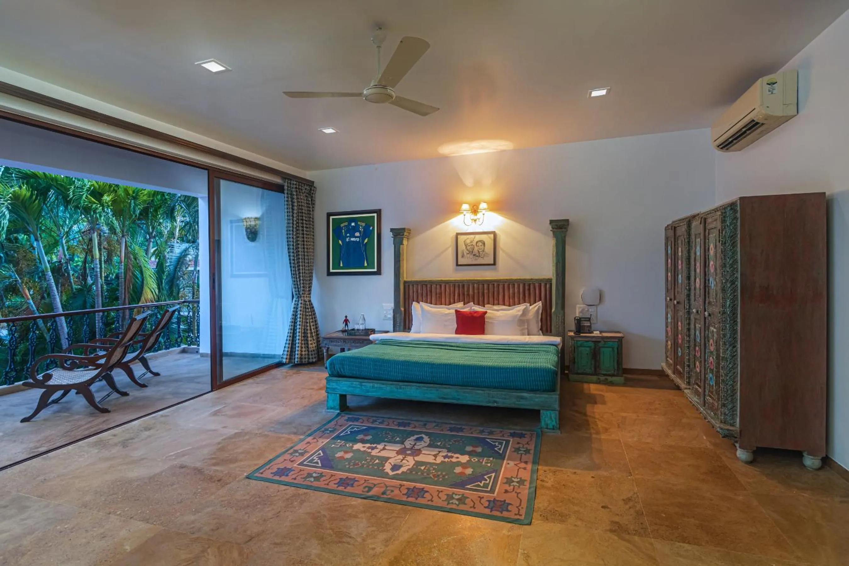 Bed in SaffronStays Casa Del Palms - 8BR luxury pool villa with gazebo, pickleball, bar & lawns near Nagaon Beach