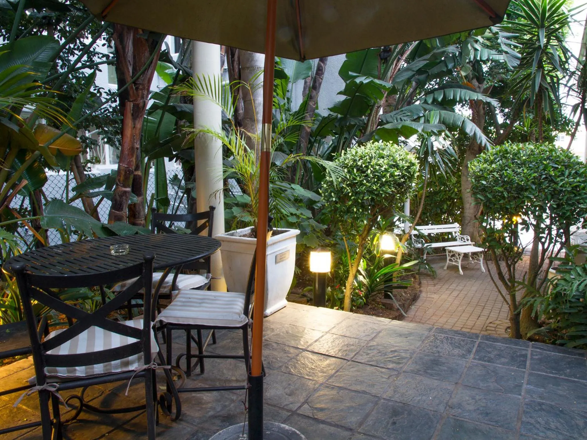 Garden view in Conifer Beach House