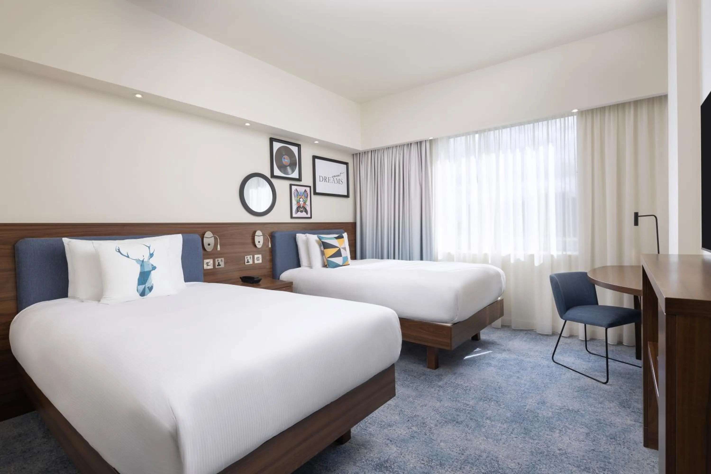 Bedroom, Bed in Hampton by Hilton London Gatwick Airport