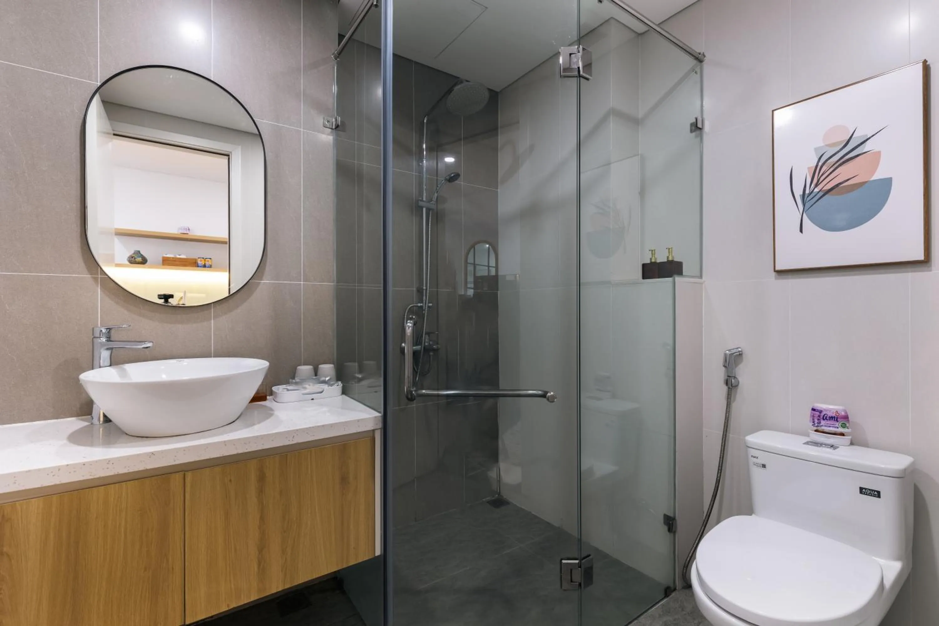 Shower in LAGOM APARTMENT AND HOTEL