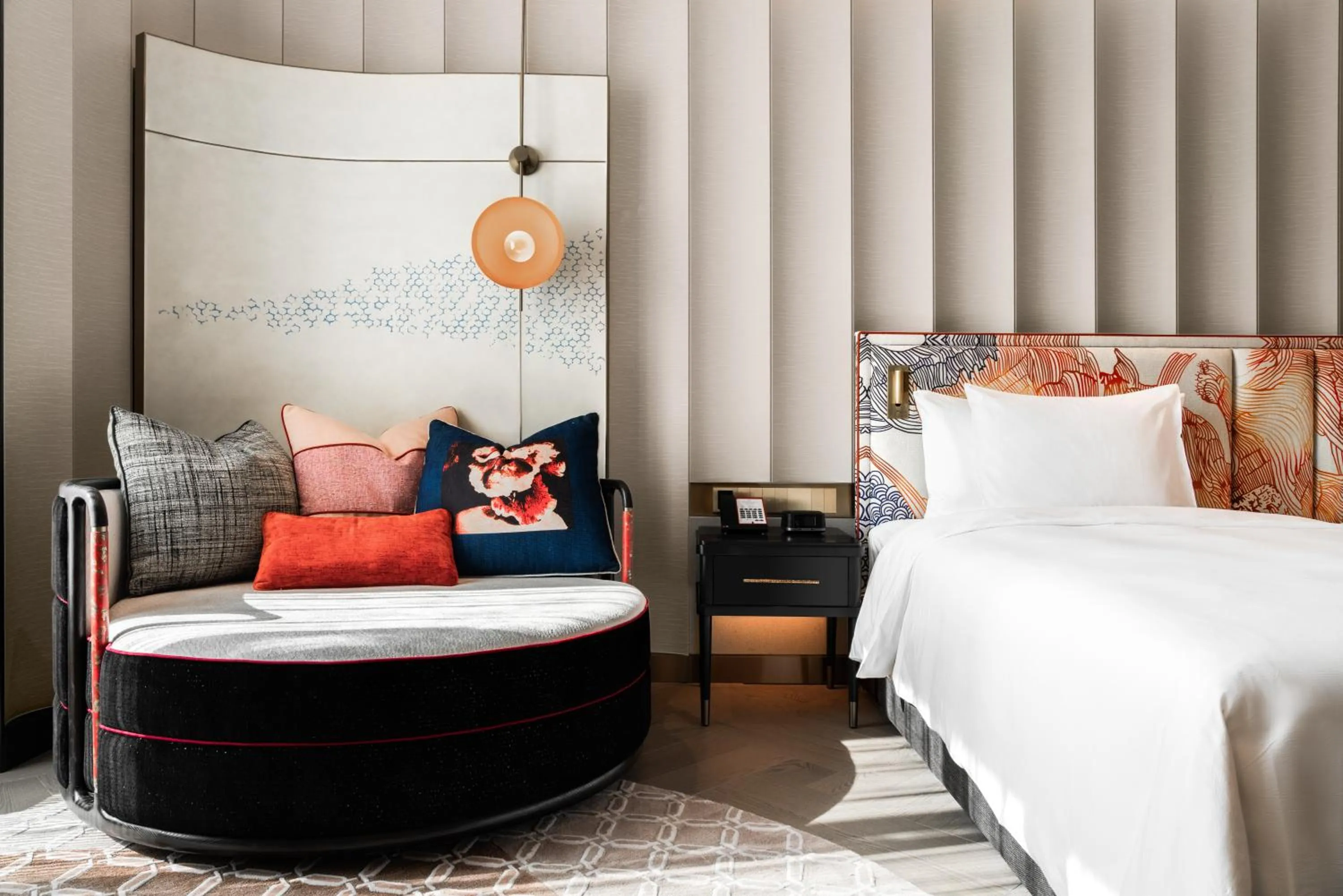 Seating area, Bed in Hotel Indigo Xiamen Haicang by IHG