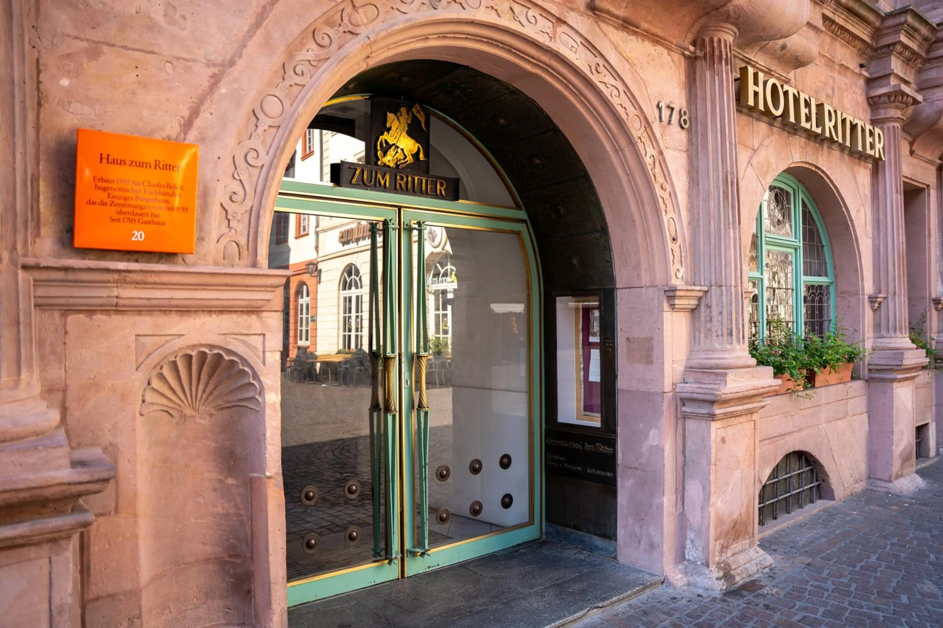Facade/entrance in Hotel zum Ritter St Georg - Oldest Residential Building in Heidelberg since 1592