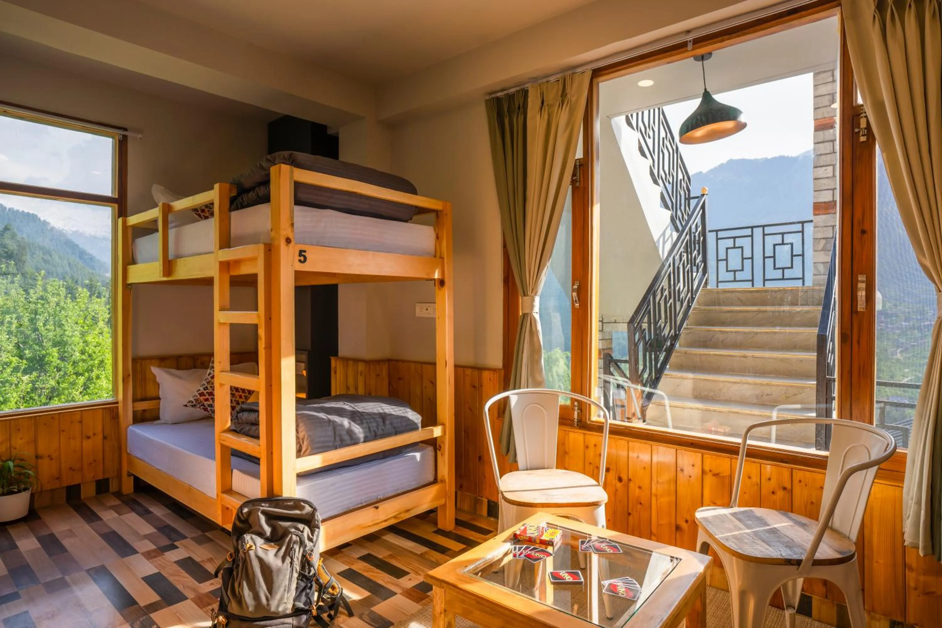 Seating area in Zostel Manali, Vashisht