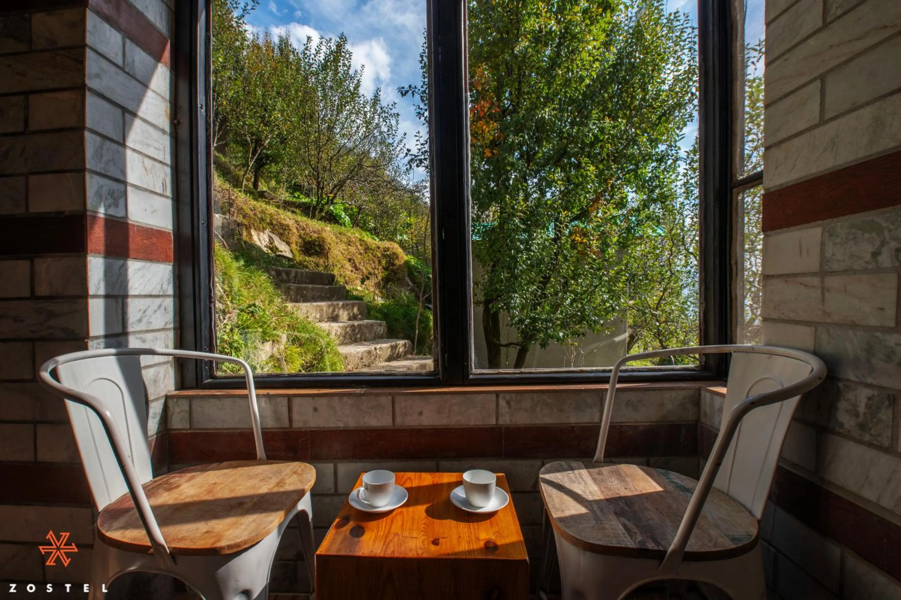 Seating area in Zostel Manali, Vashisht