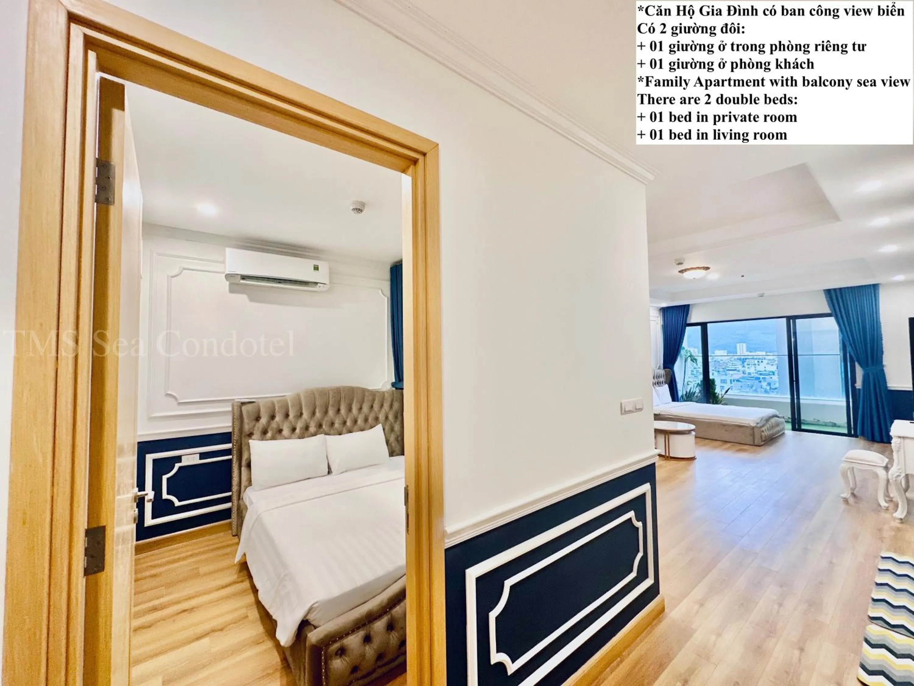 Living room, Bed in TMS Sea Condotel View Biển