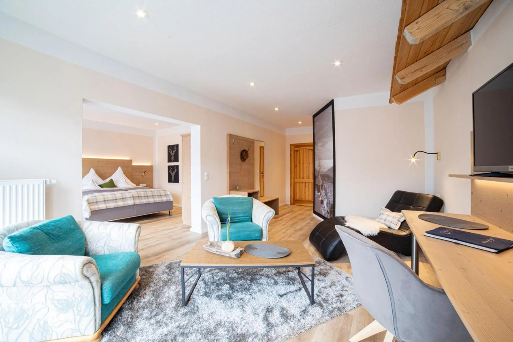 Living room, Bed in Feriengut Waldblick