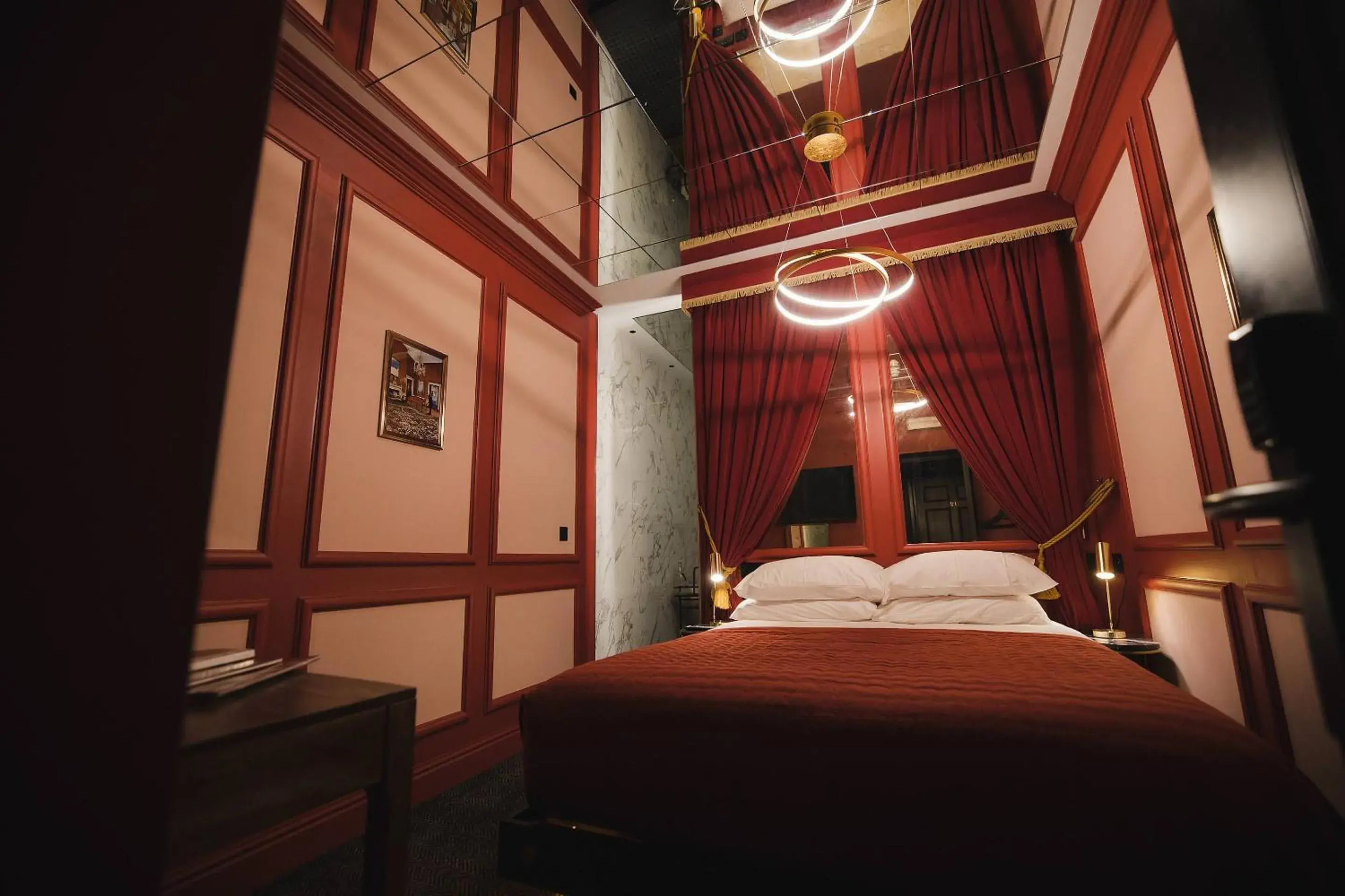 Red Room - Windowless First Floor with Bath for Two in Impossible Motel Red Room - Windowless First Floor with Bath for Two in Impossible Motel