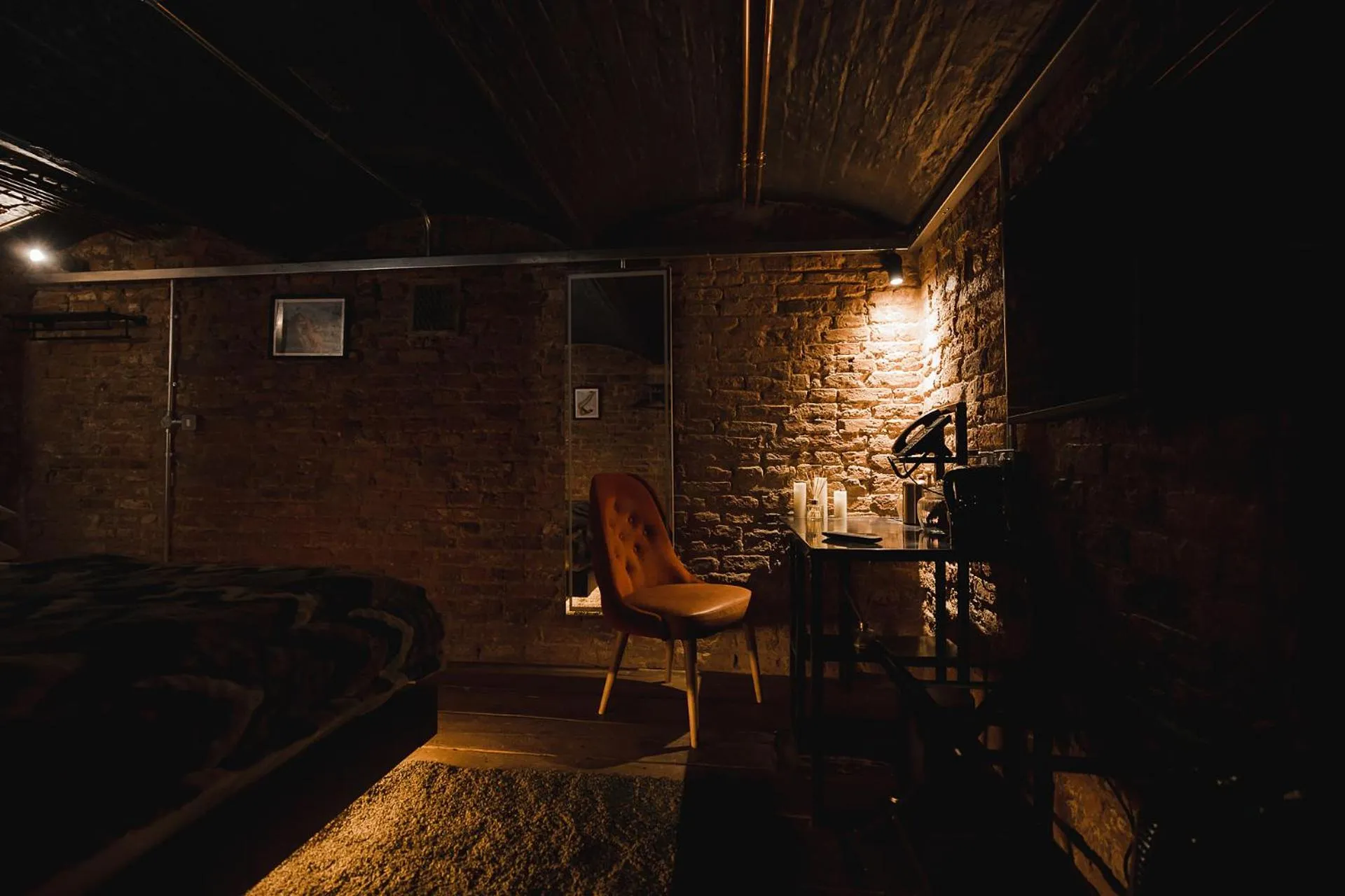 Seating area in Impossible Motel