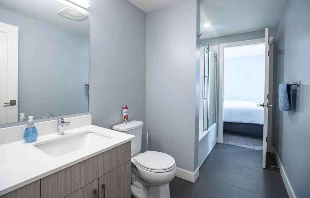 Bathroom, Bed in Orford Condo by Revelstoke Vacations