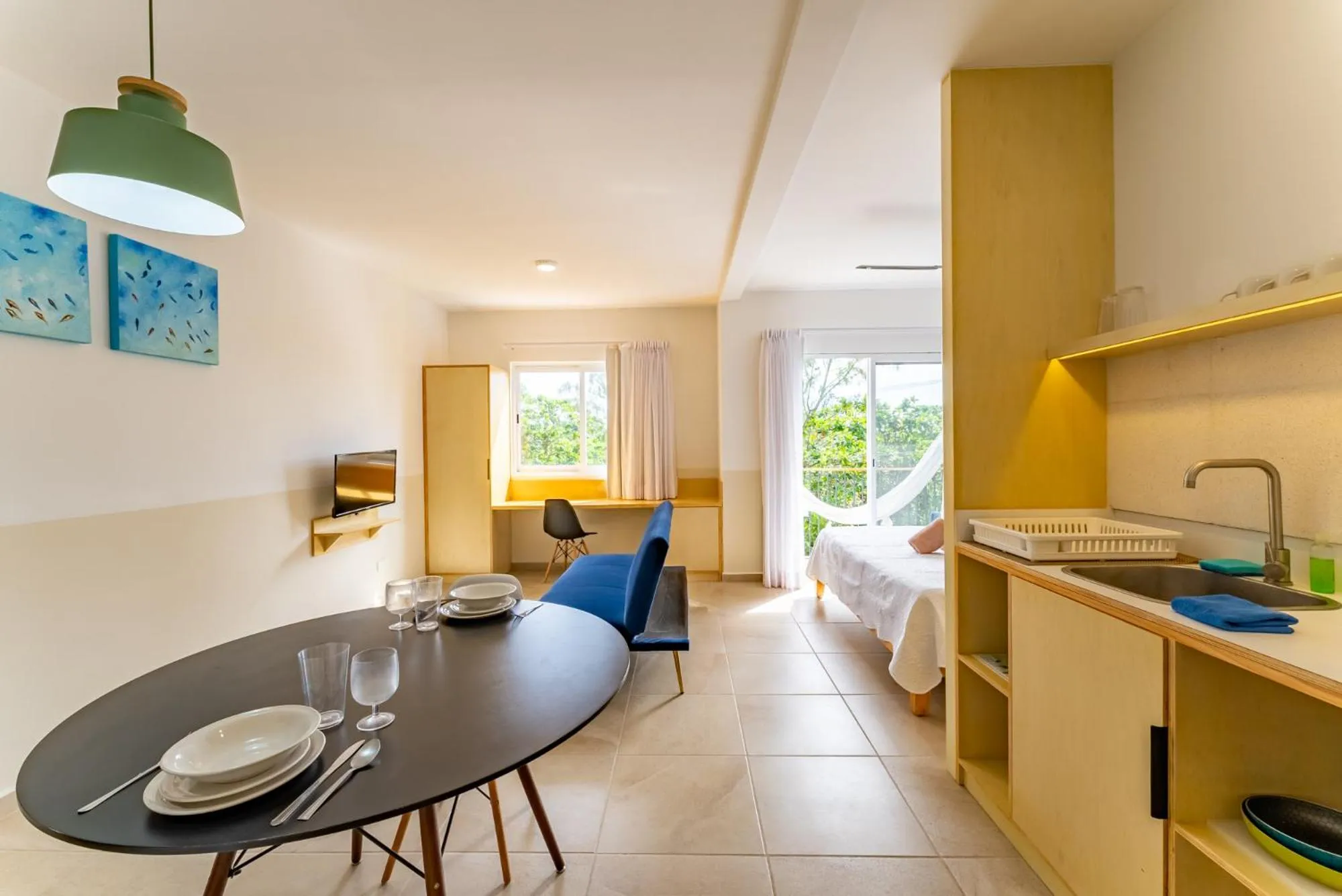 Dining area in Bed Away Studios