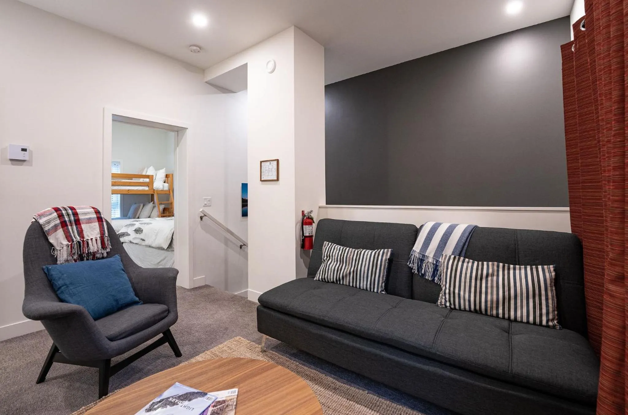 Seating area, Bed in Alpine Escape by Revelstoke Vacations