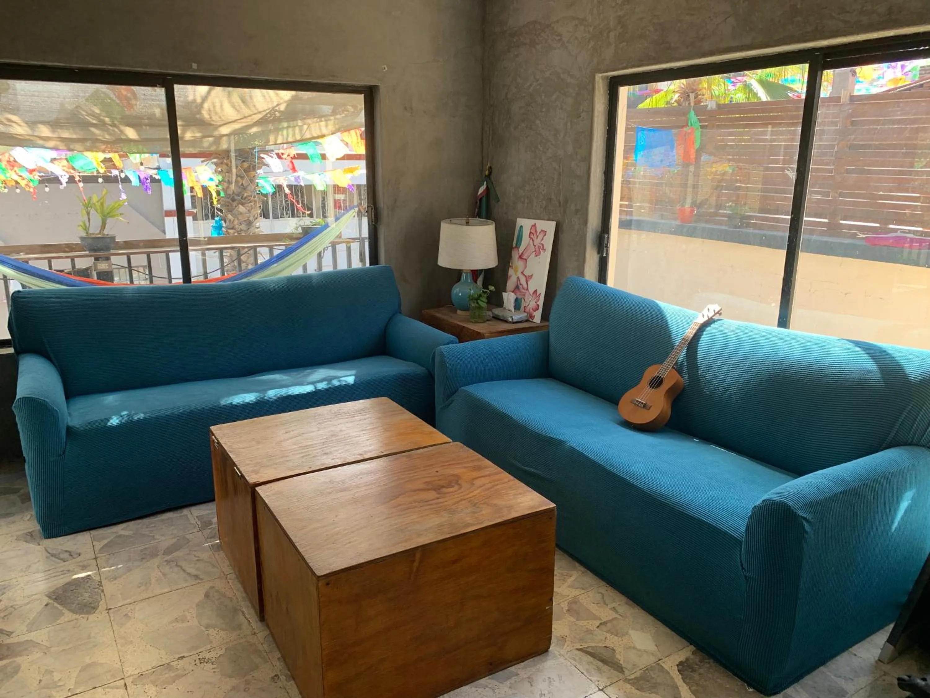 Living room in Desert Heart Hostel