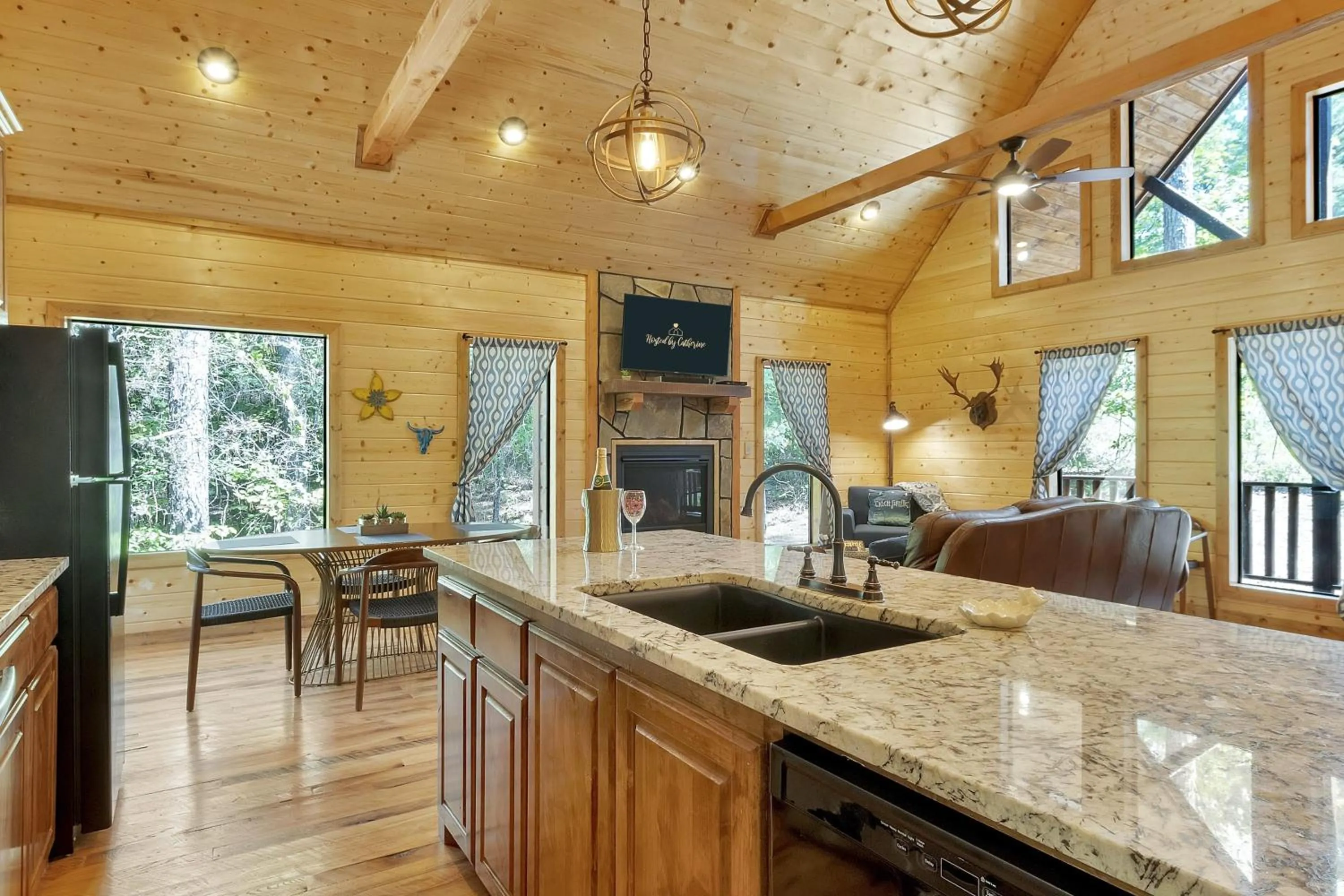 Gorgeous Idyllic Cabin w Hot Tub and Fire Pit Quittin Time is Secluded Romantic Oasis w Luxury Bathroom Double Shower and Bathtub Foosball Table