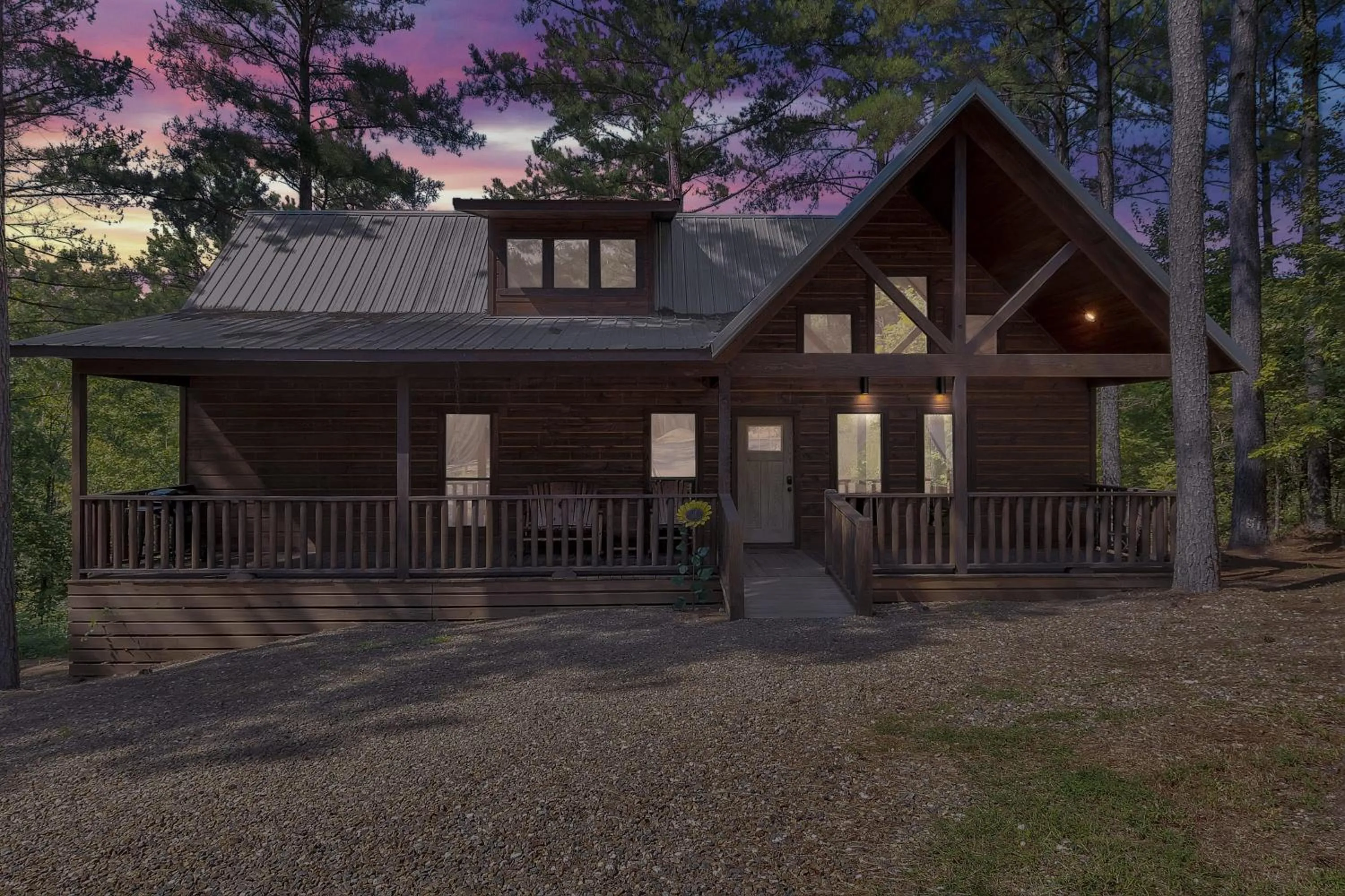 Gorgeous Idyllic Cabin w Hot Tub and Fire Pit Quittin Time is Secluded Romantic Oasis w Luxury Bathroom Double Shower and Bathtub Foosball Table